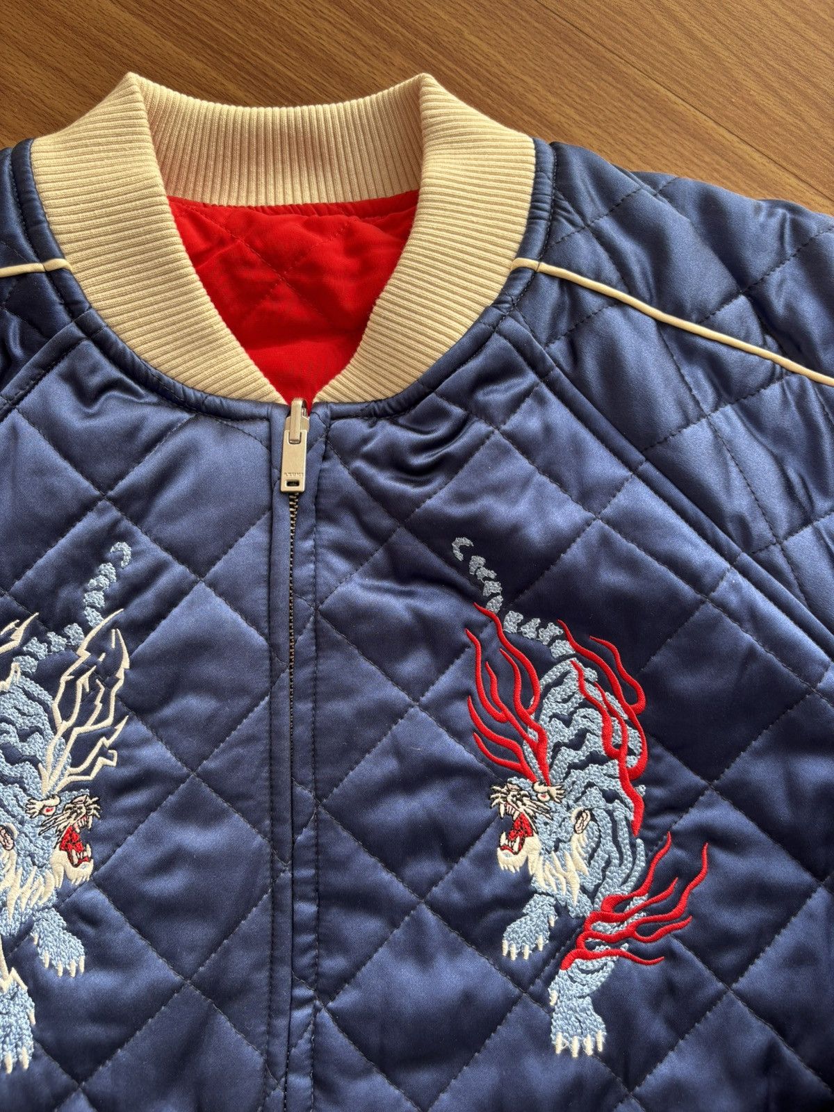 Other 100% SILK Azuki Twin Tigers Reversible Sukajan Jacket Size US M / EU 48-50 / 2 - 4 Thumbnail