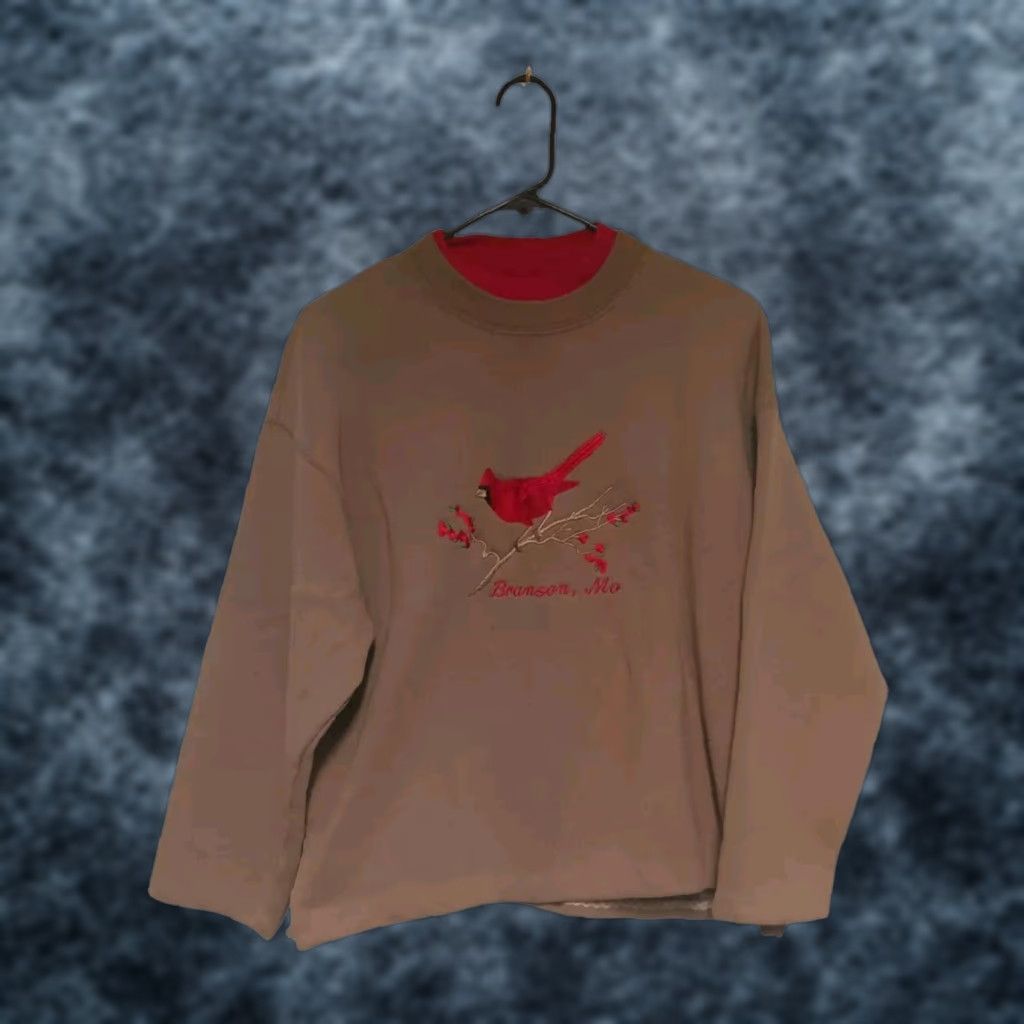 Lee VINTAGE Lee Sweatshirt Womens L Cardinal Missouri USA Made Crew Neck Pullover Heavyweight Long Sleeve Brown/Tan Cotton Polyester Size L / US 10 / IT 46 - 1 Thumbnail