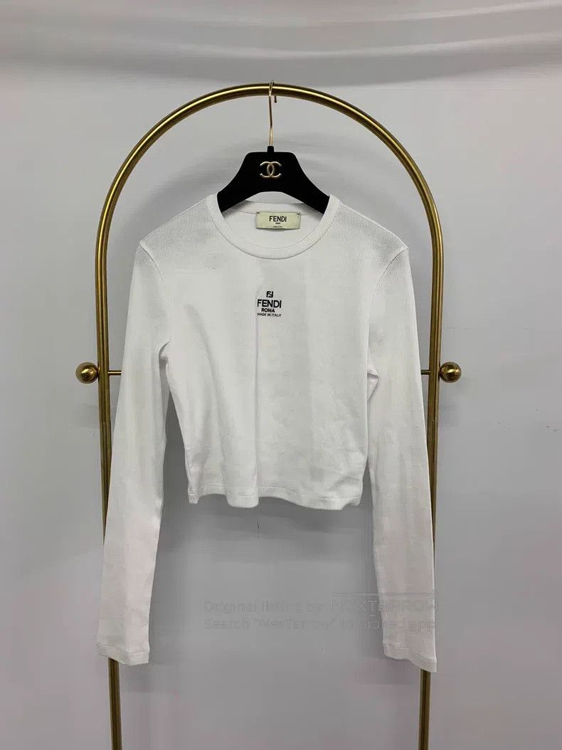 Fendi Fendi White Letter Print Knit Top Size S / US 4 / IT 40 - 1 Thumbnail