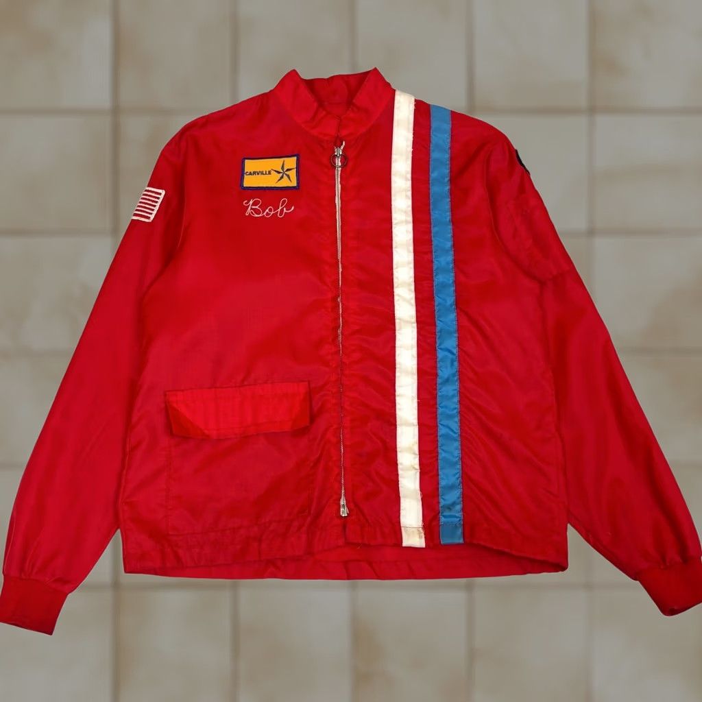 Vintage VINTAGE NBCA Jacket Windbreaker Zip Racing Chain Stitch Men's L 206 Omaha Vet Red Size US L / EU 52-54 / 3 - 1 Thumbnail