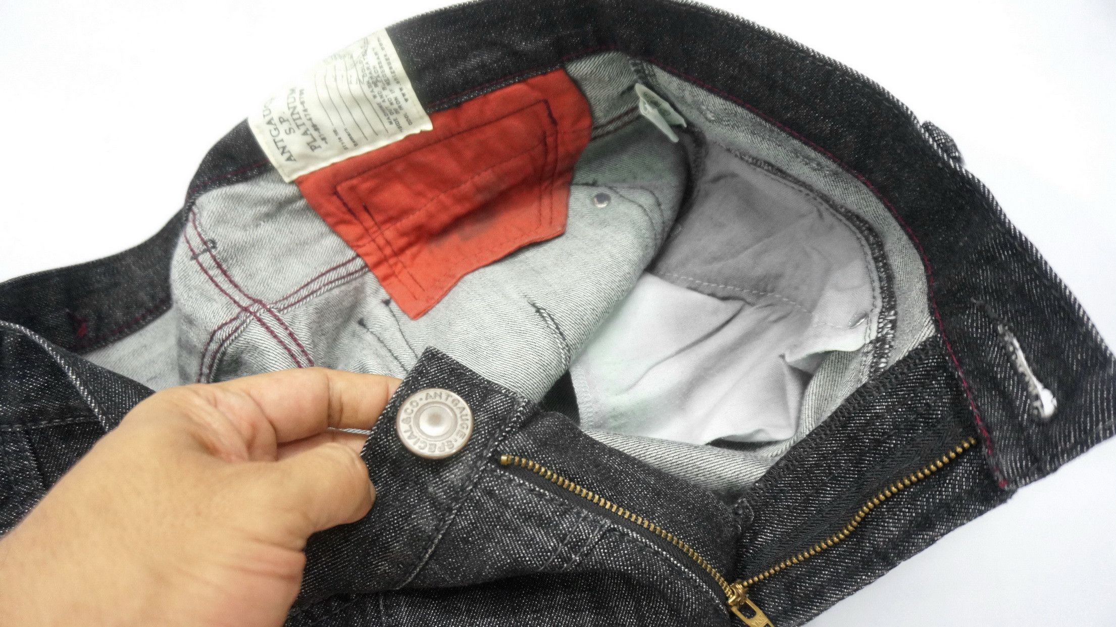 Japanese Brand ANTGAUGE Patchwork Sashiko Lowrise Black Jeans Size US 33 - 14 Thumbnail