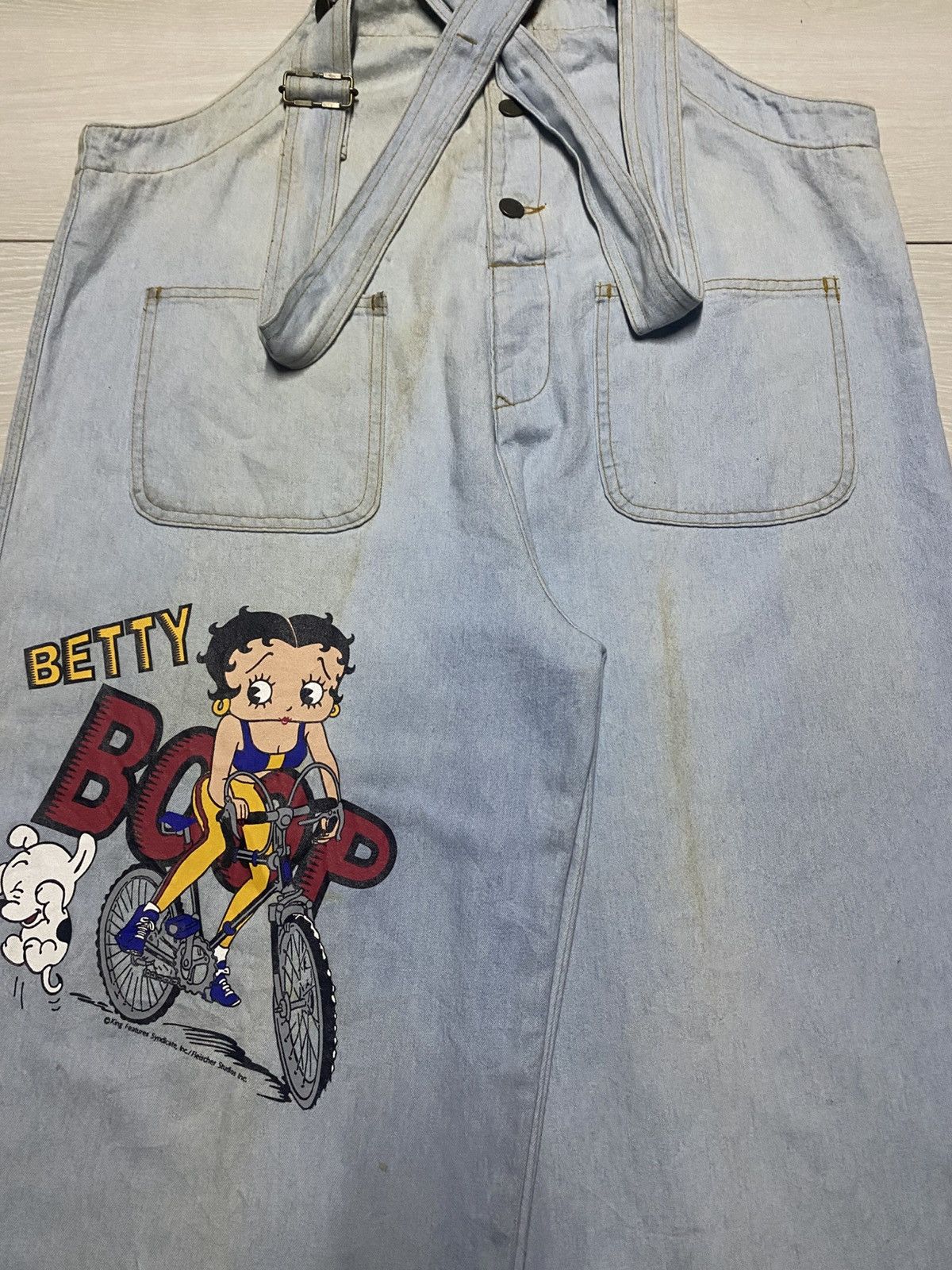 Japanese Brand Vintage Betty Boop Grunge Baggy Overall Denim Size US 33 - 5 Thumbnail