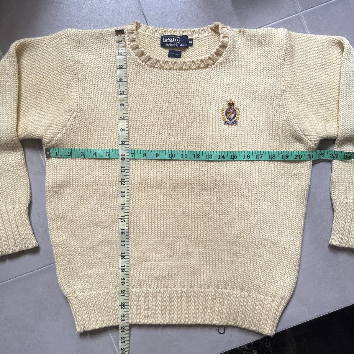 Polo Ralph Lauren Polo Ralph Lauren 90's Heavy Wool Crest Logo Ivory Knit Size US M / EU 48-50 / 2 - 14 Thumbnail