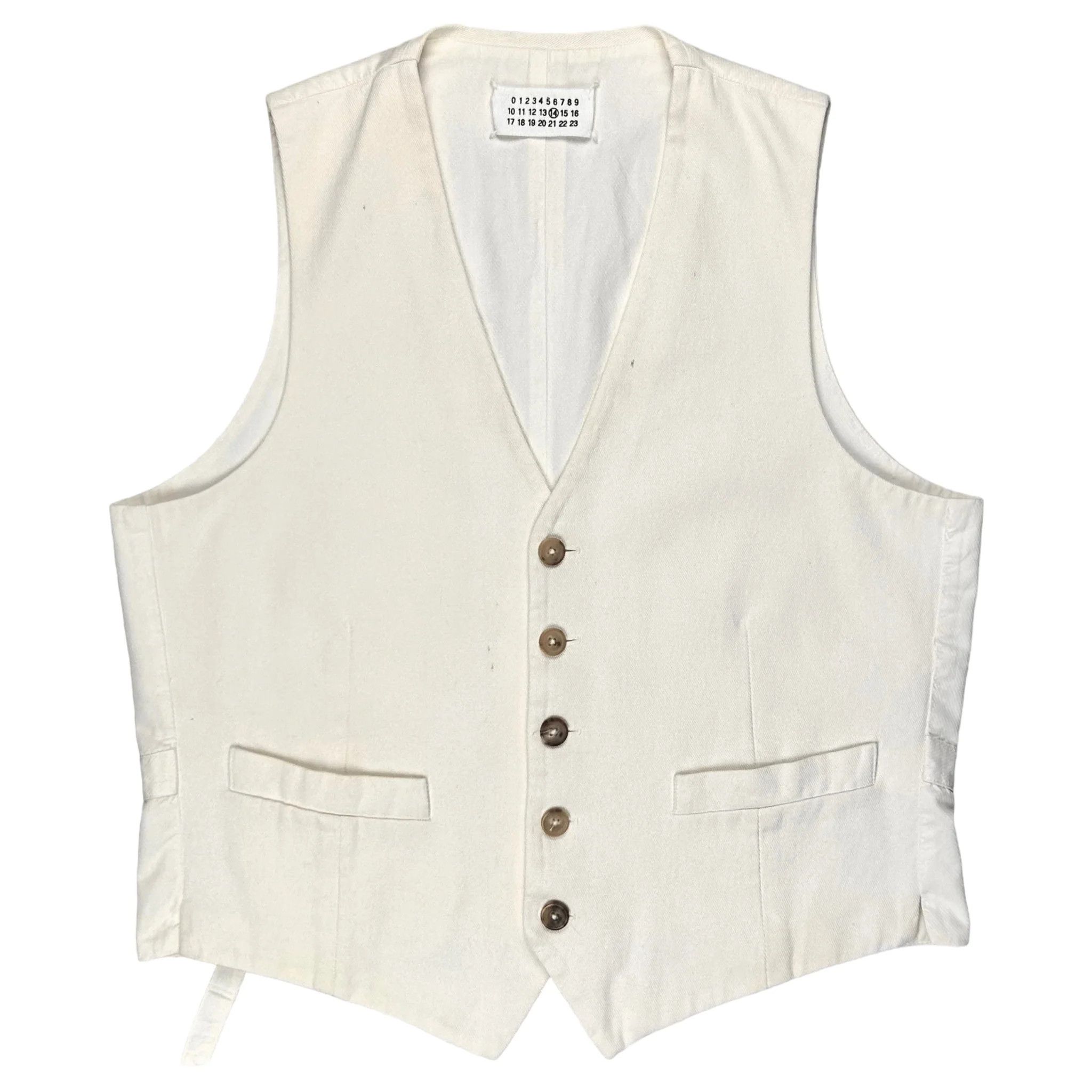 image of Maison Margiela Maison Martin Margiela Back Strap Waist Coat in Cream, Men's (Size Large)