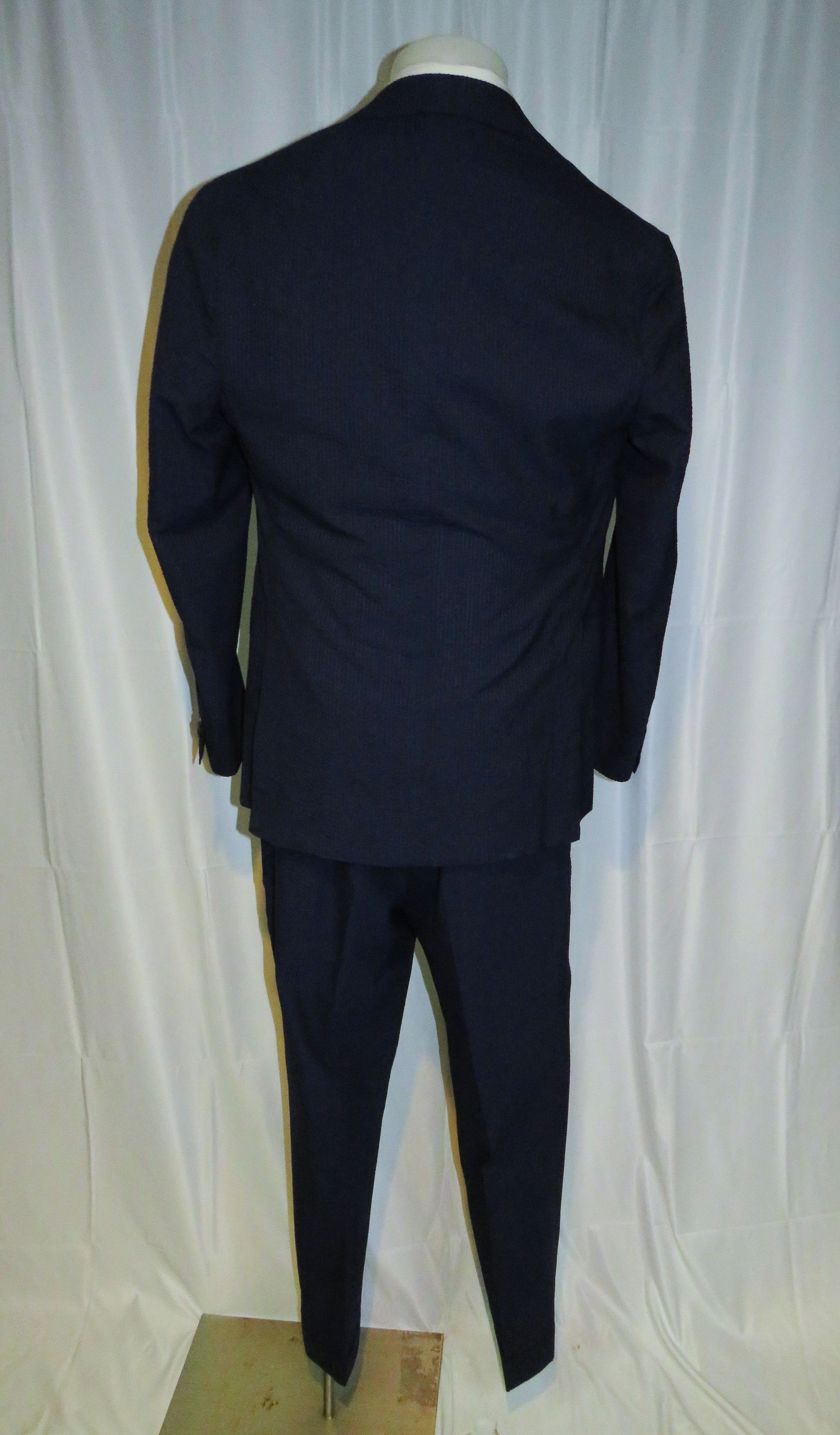 Other J. Meuser Loro Piana Super 150 Bespoke Blue Seersucker Suit Size 38R - 2 Thumbnail