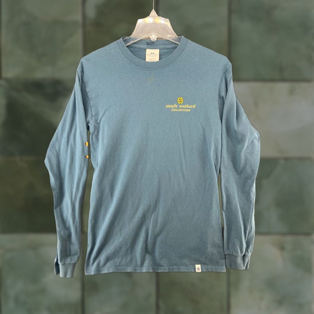 Vintage Simply Southern Shirt Small Blue Cars and Kittens Long Sleeve Preppy Women Size S / US 4 / IT 40 - 1 Thumbnail