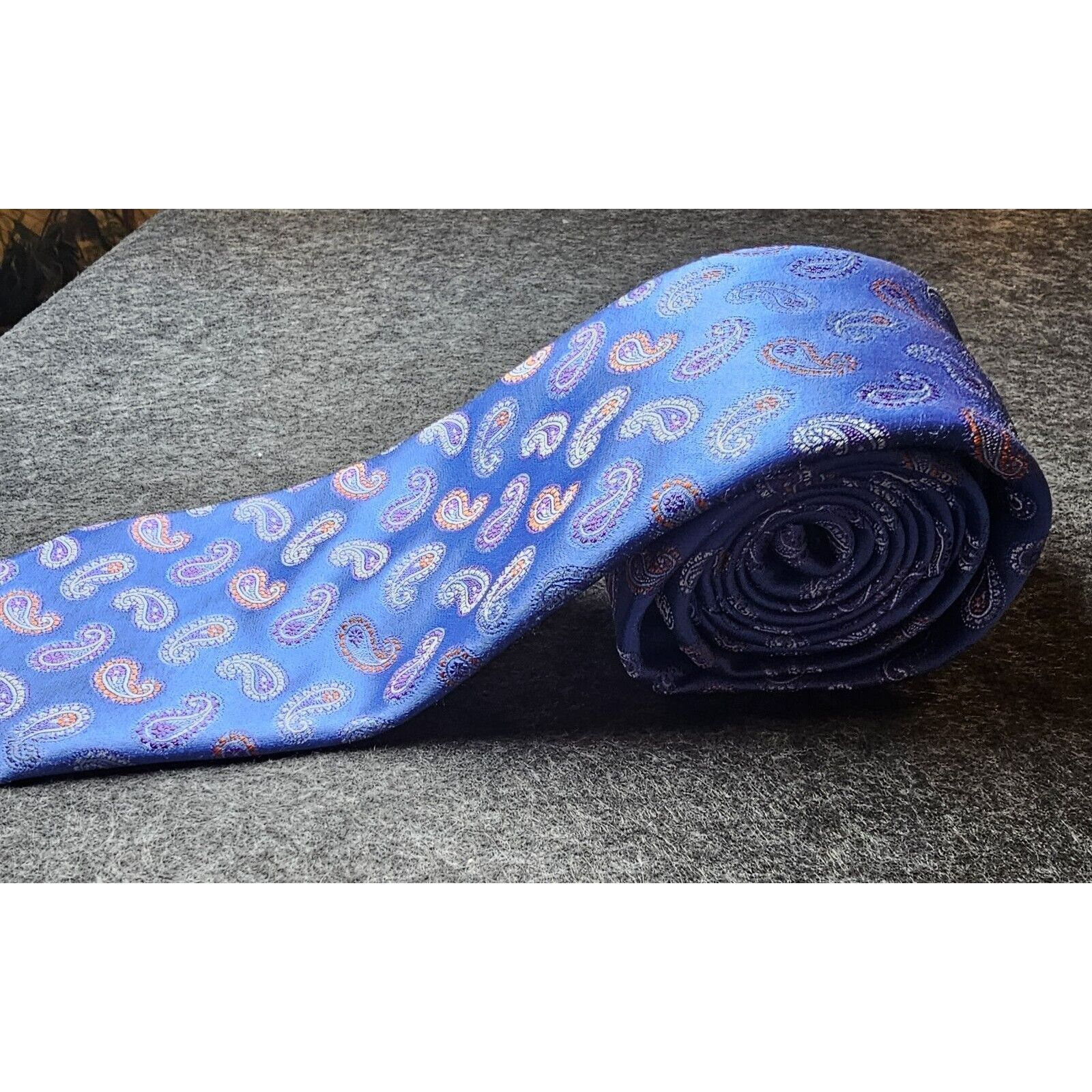 David Donahue David Donahue Tie 100% Silk Paisley Blue USA Necktie Italy Size ONE SIZE - 4 Thumbnail
