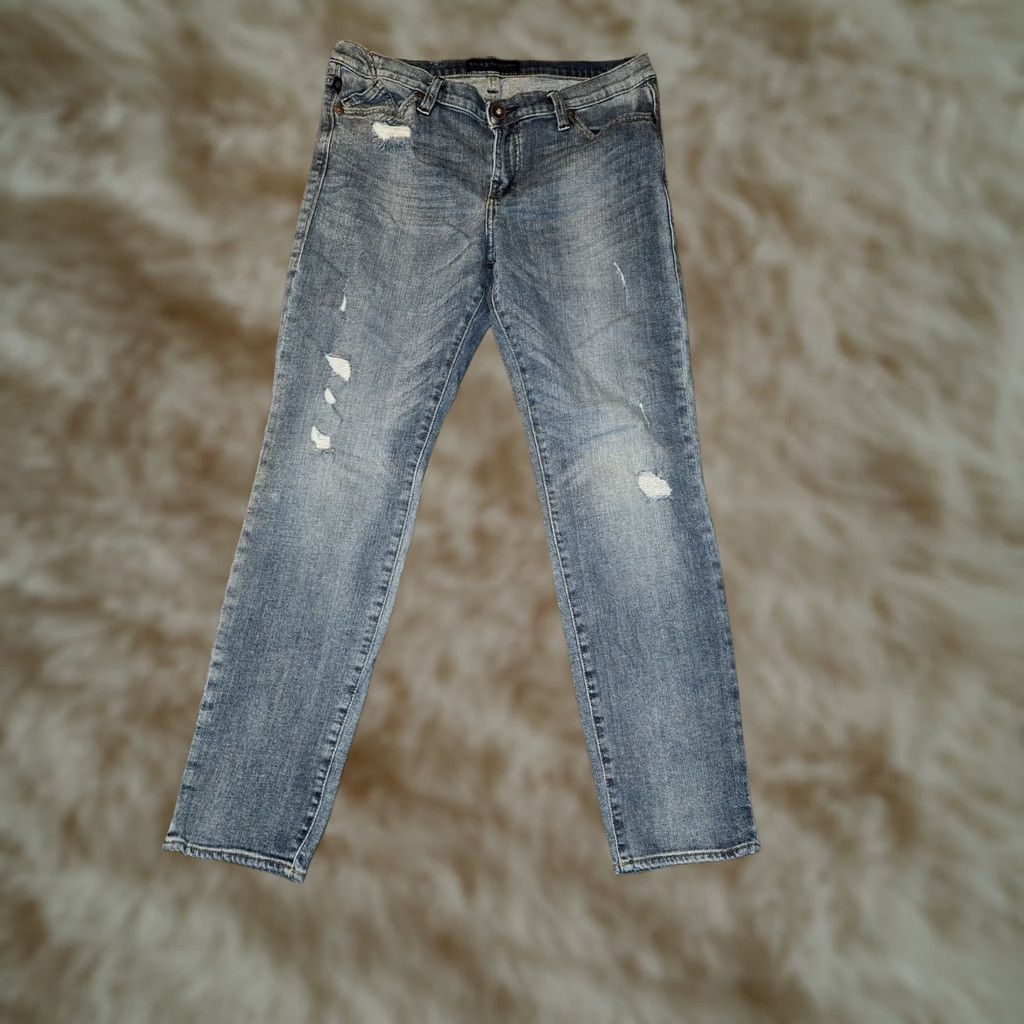 Vintage Rock & Republic Berlin Jeans Women's 16M Mid Denim Distressed Stretch Ankle Logo Slim Fit Blue 27in Inseam Women Size 38" / US 16 / IT 52 - 1 Thumbnail