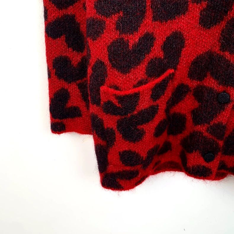 Saint Laurent Paris Saint Laurent Red Love V-Neck Knit Cardigan Jacket 2504-Nex Size US XS / EU 42 / 0 - 4 Thumbnail
