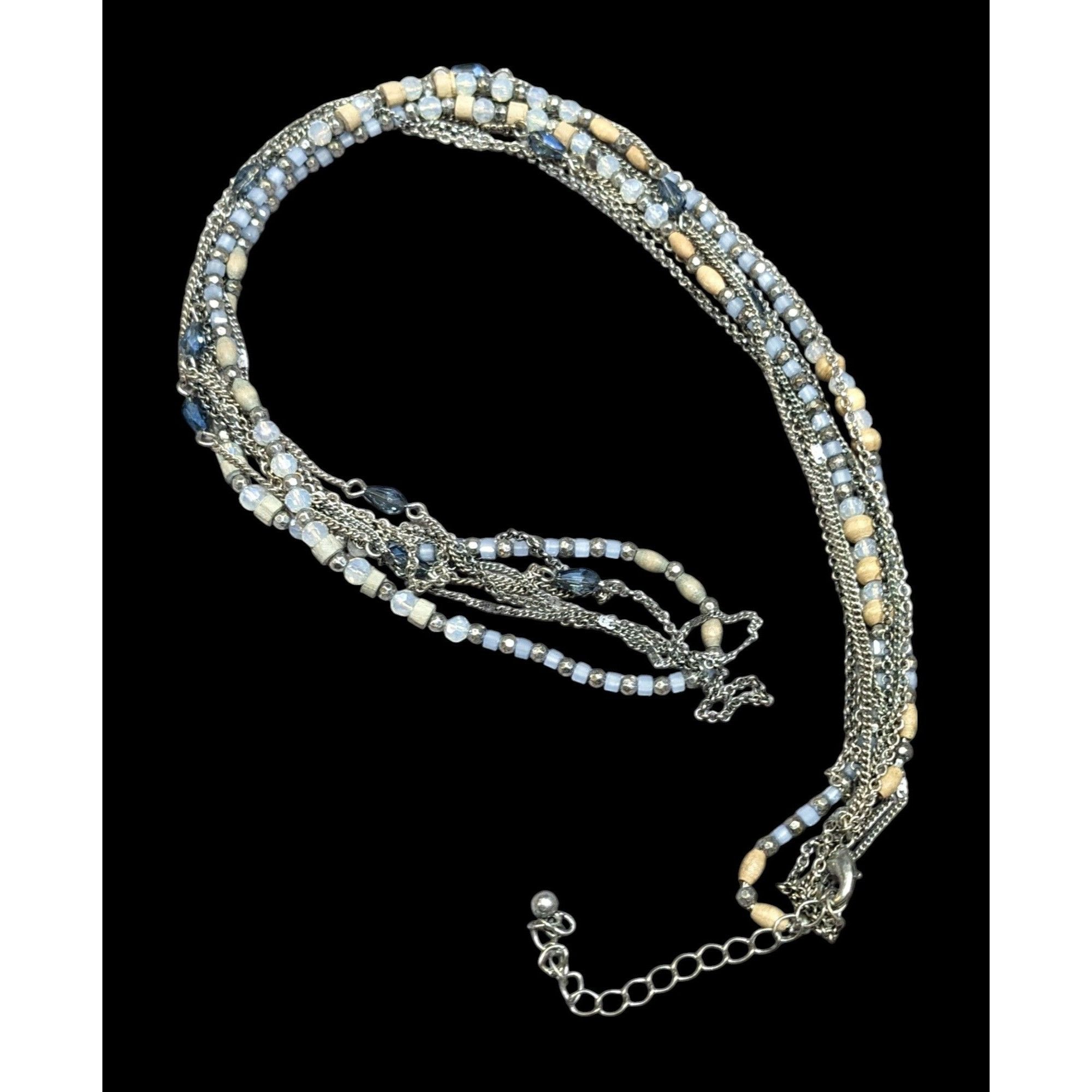 Other Beachy Blue And Silver Tone Multilayer Chain And Beaded Neck Size ONE SIZE - 1 Thumbnail