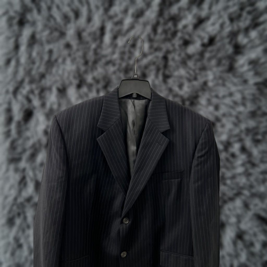 Ralph Lauren Lauren Ralph Lauren Blazer Mens 42S Black 100% Wool Tweed Pinstripe Two-Button Long Notch Lapel Jacket Size 42R - 1 Thumbnail