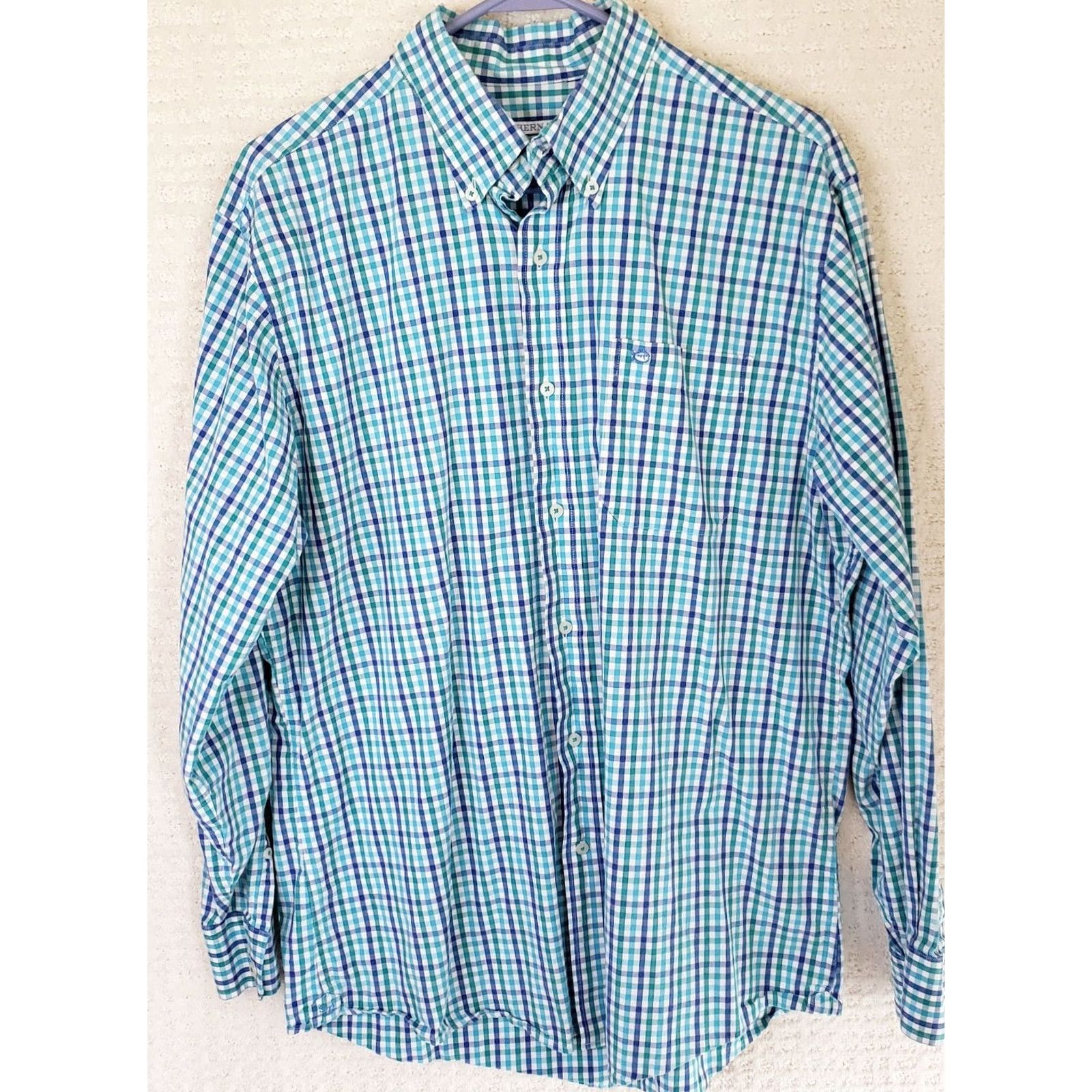 Southern Tide Southern Tide Shirt Men L Blue Green Check Classic Fit Long Sleeve Pocket Size US L / EU 52-54 / 3 - 2 Thumbnail