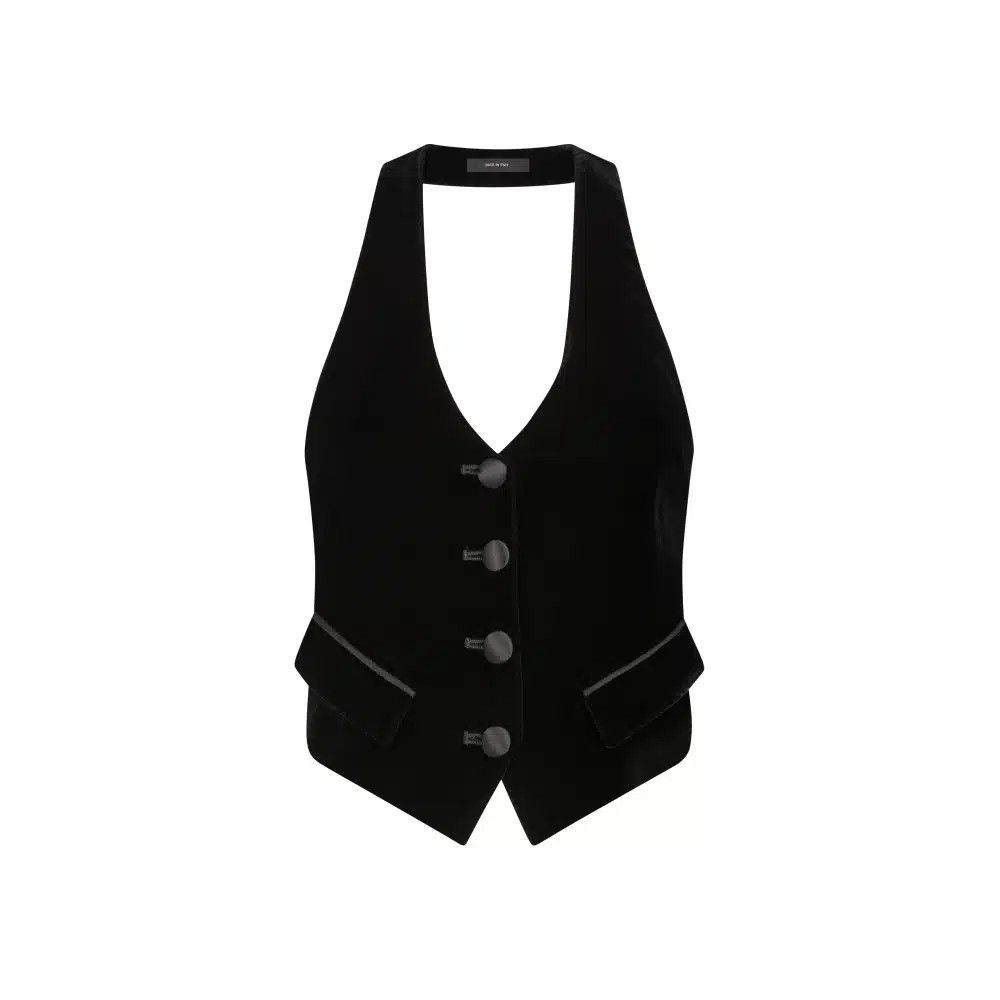 Tom Ford o1loc1c0426 WA0025 Cotton Velvet Waistcoat in Black Size L / US 10 / IT 46 - 1 Preview