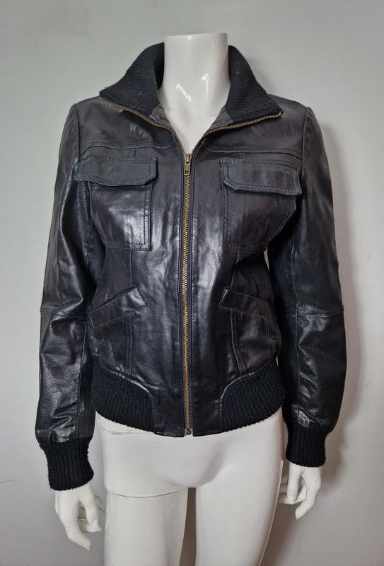 If Six Was Nine vintage black leather biker jacket Size XS / US 0-2 / IT 36-38 - 1 Thumbnail