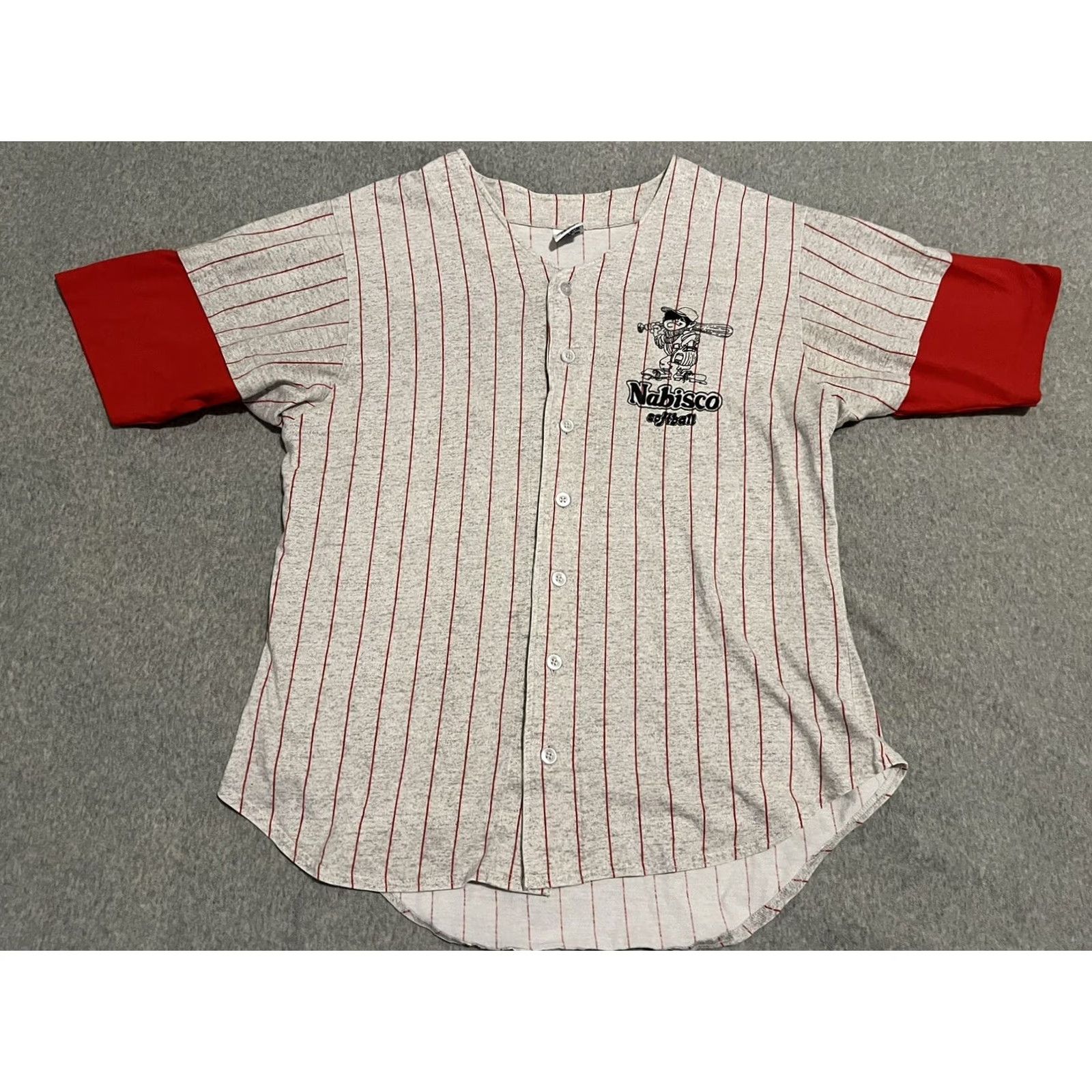 Vintage VINTAGE United Sports Apparel Shirt Men L Gray Cartoon Striped 29" 23" Short Sleeve Single Stitch Made in USA Size US L / EU 52-54 / 3 - 3 Thumbnail
