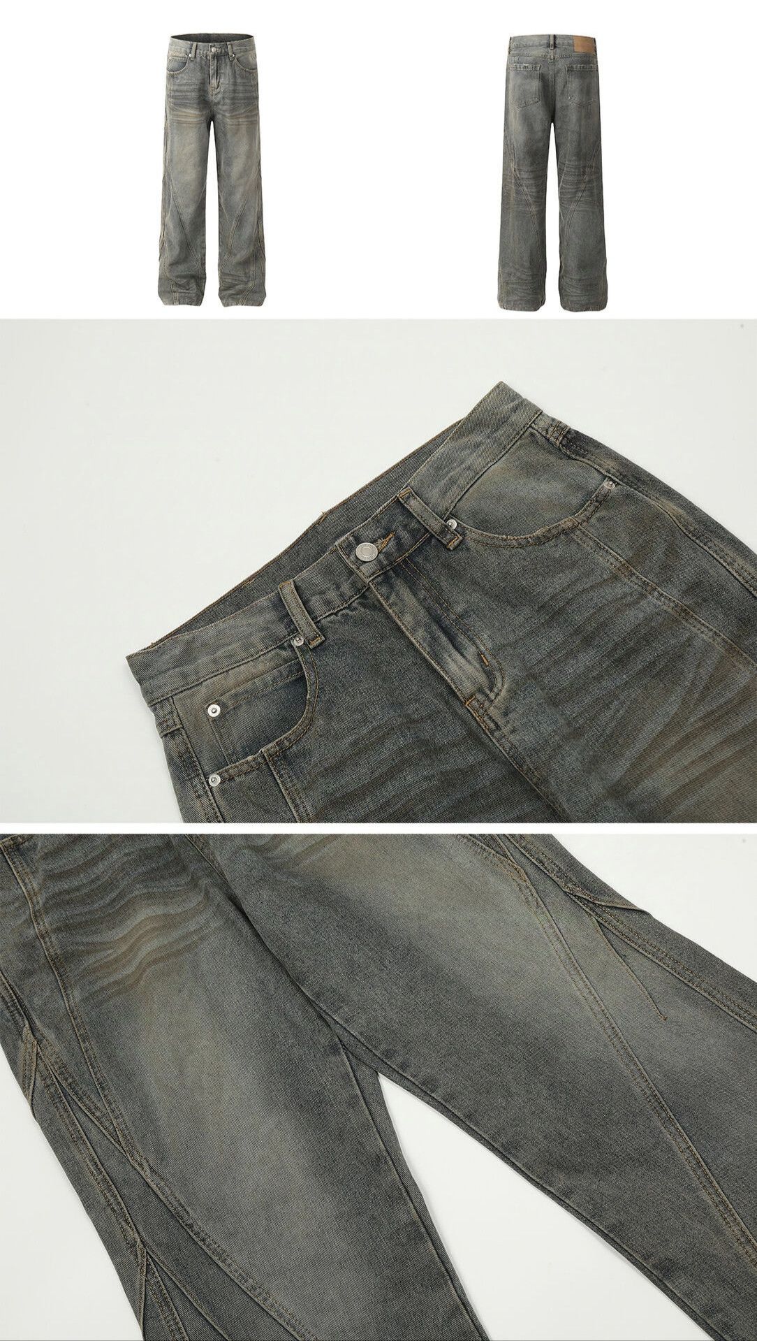 Jean × Vintage Mud Dyed Jeans Damaged Pleated Size US 27 - 5 Thumbnail