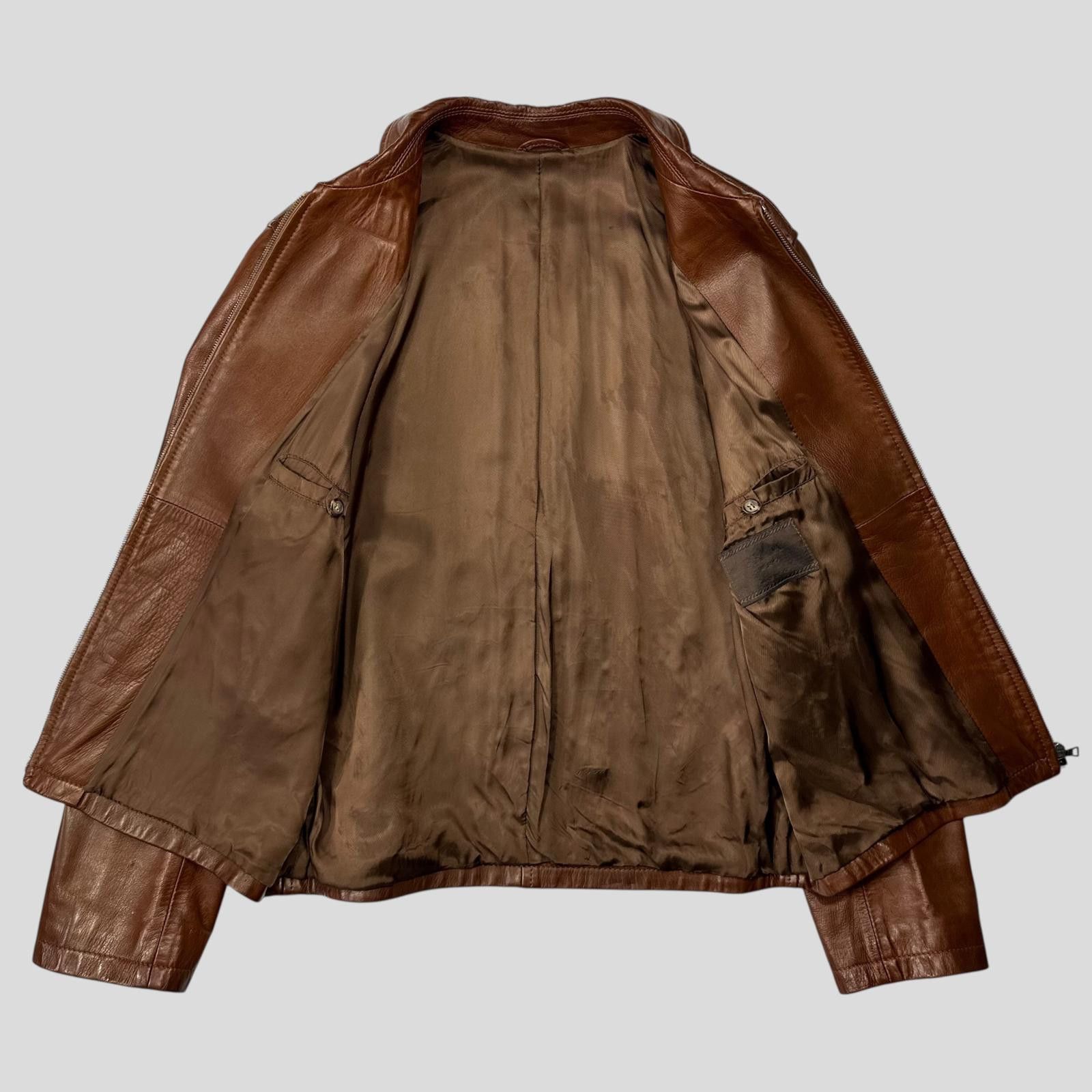 Prada Prada Milano FW98 Whiskey Leather Lined Zip Work Jacket IT50 Size US L / EU 52-54 / 3 - 4 Thumbnail