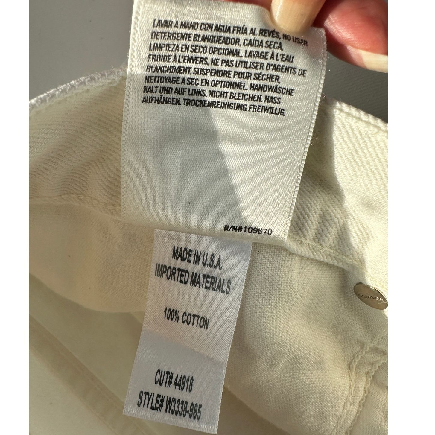 GOLDSIGN Goldsign Ivory Straight-Leg 100% Cotton Jeans 29 Button Fly Size 29" - 9 Thumbnail