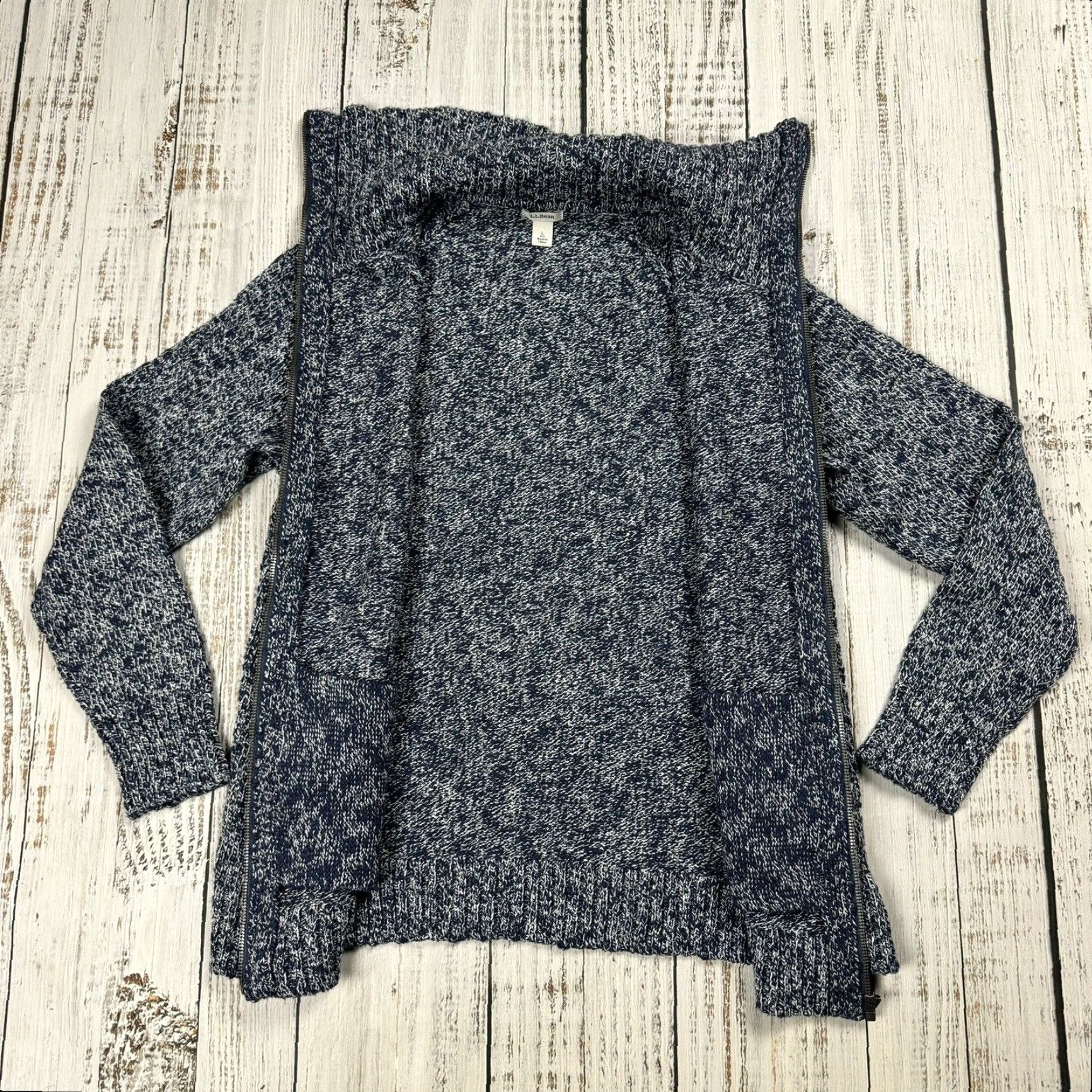 Vintage VINTAGE L.L. Bean Women's Cardigan Sweater Long Sleeve Full Zipper Pockets Blue Wool Cotton Fall Winter Size L / US 10 / IT 46 - 6 Thumbnail