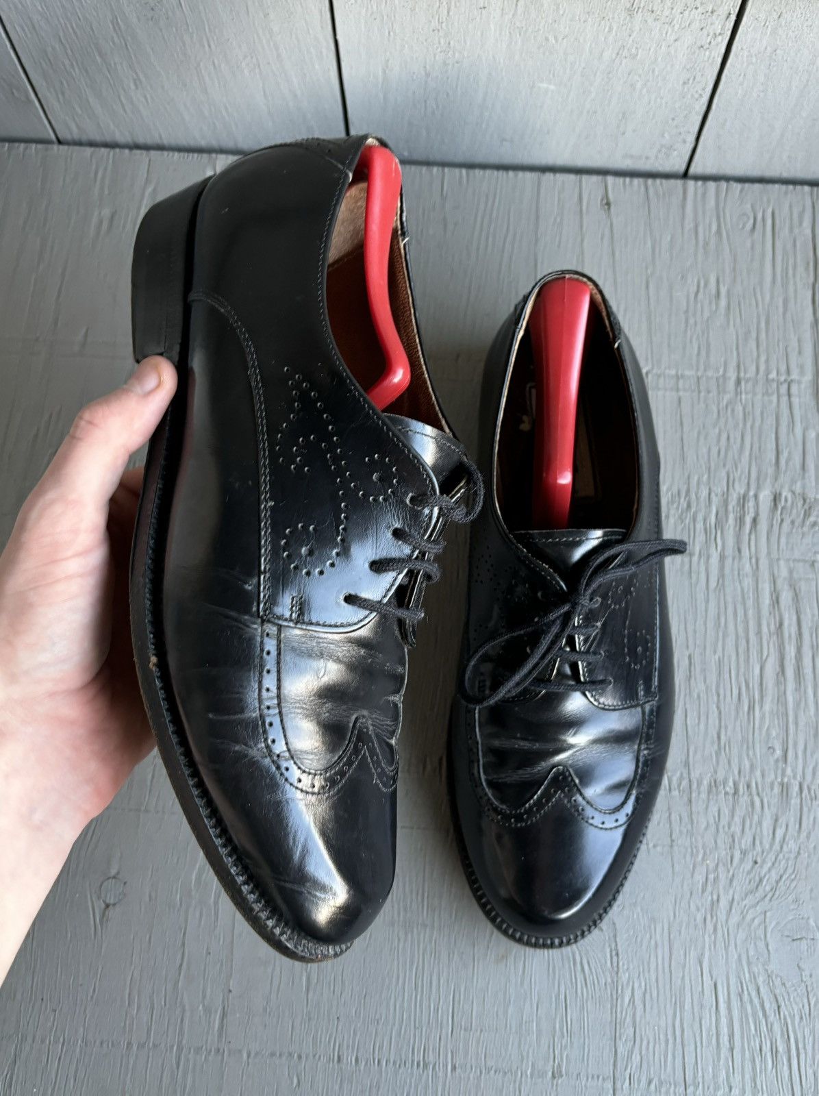 FABI × Vintage Vintage Black Leather Wingtip Derby Shoes Oxford Fabi Mens 8 Size US 8 / EU 41 - 1 Thumbnail