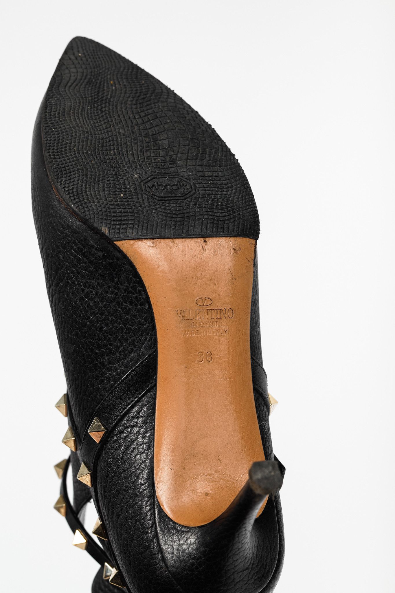 Valentino Valentino Garavani Nero Leather Rockstud Pointed-Toe Booties Size US 7.5 / IT 37.5 - 5 Thumbnail