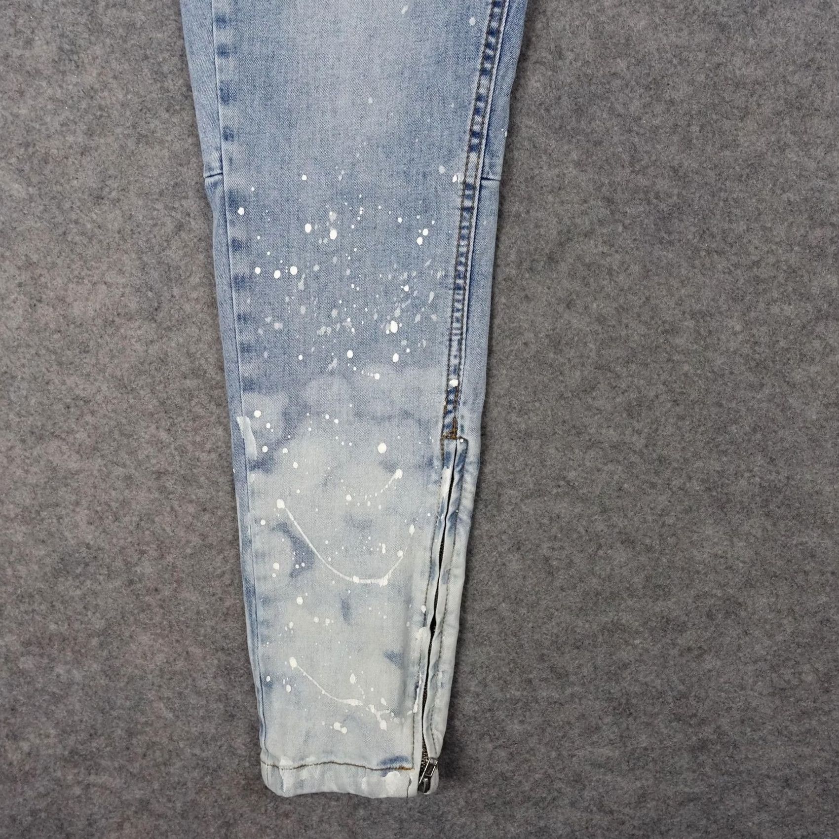 Denime Hyper Denim Jeans Mens 32 Skinny Stretch Ankle Zip Paint Splatter Light Blue Denim Size US 32 / EU 48 - 5 Thumbnail