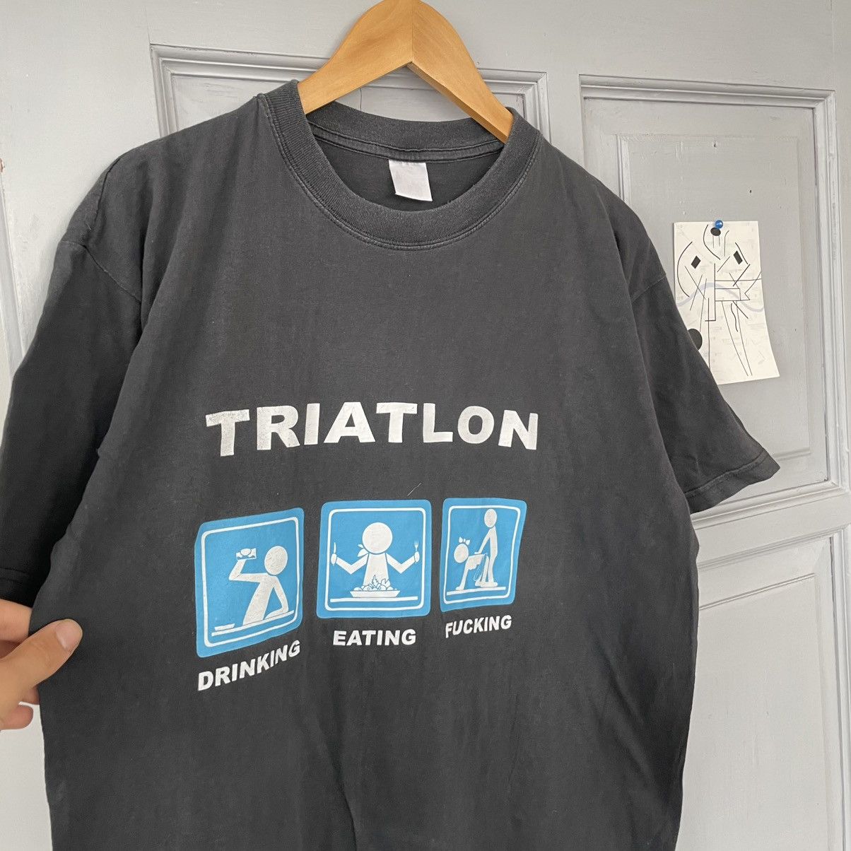 Vintage Vintage Streetwear 90’s Thriatlon Drinking Eating T-shirt Size US XL / EU 56 / 4 - 6 Thumbnail