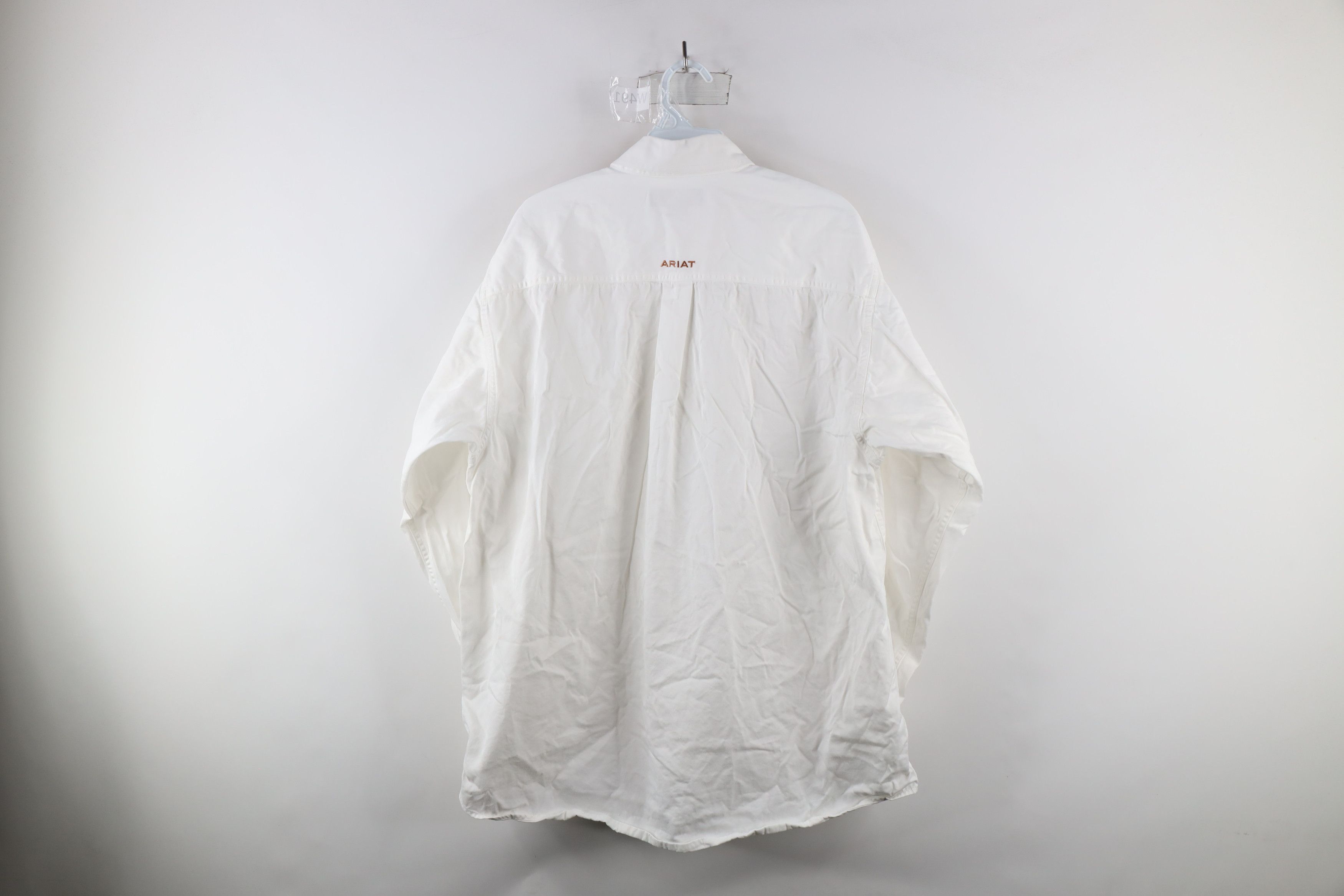 Ariat × Vintage Ariat Heavyweight Twill Collared Button Down Shirt White Size US L / EU 52-54 / 3 - 10 Thumbnail