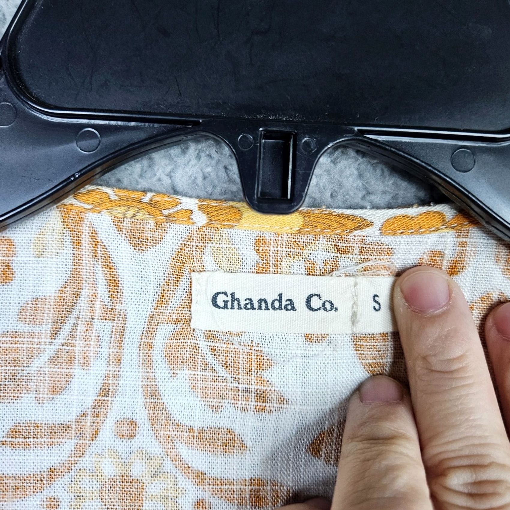 Vintage Ghanda Co. Women's Yellow Floral Printed Cropped Tie Front Shirt S Linen Viscose Blouse Short Sleeve Cropped Tie Front Knitted? Size S / US 4 / IT 40 - 6 Thumbnail