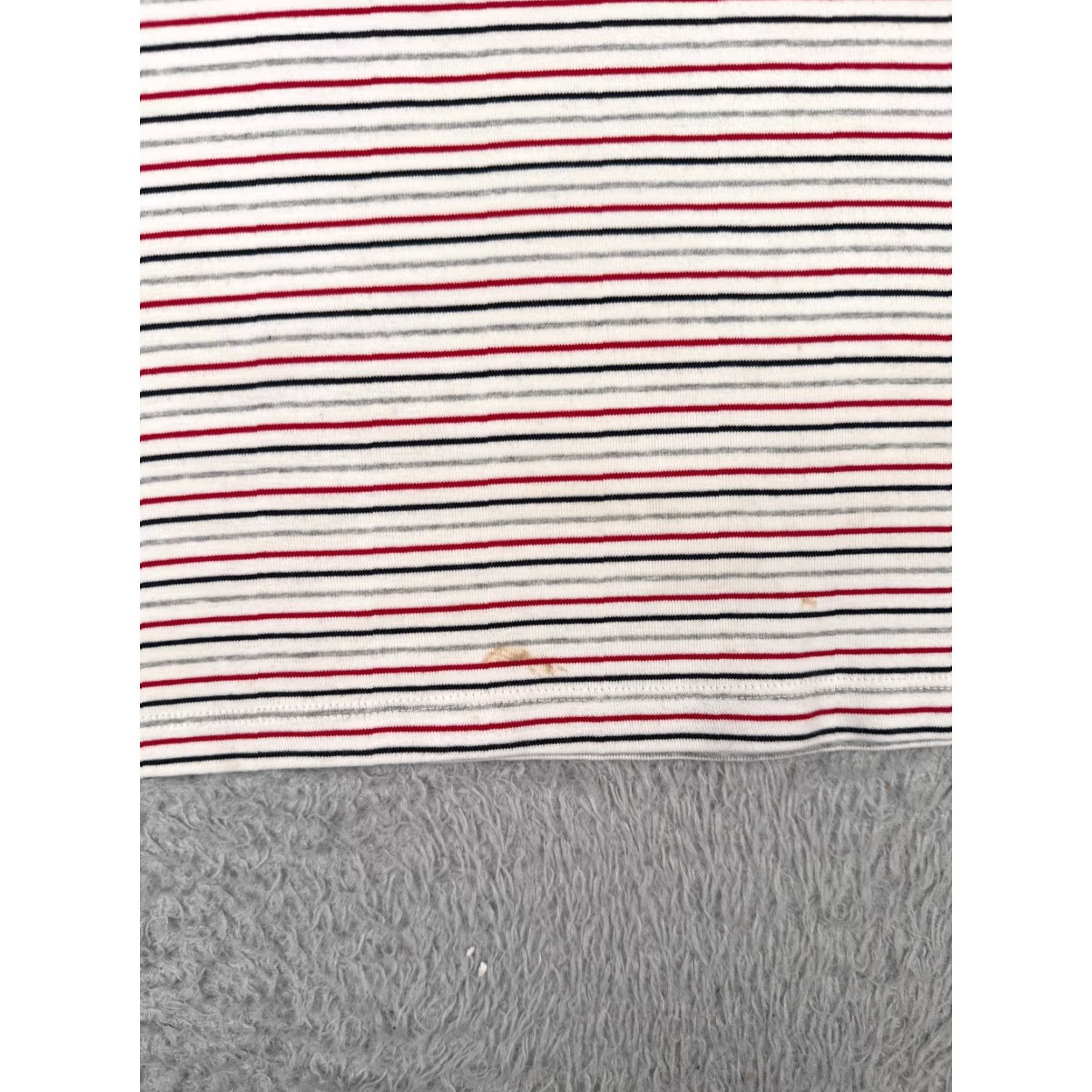 Tommy Hilfiger VINTAGE Tommy Hilfiger Shirt Women L Red Gray Stripe Crew Cotton Short Sleeve Logo, 90s, Designer, American, Casual Womens Size L / US 10 / IT 46 - 6 Thumbnail