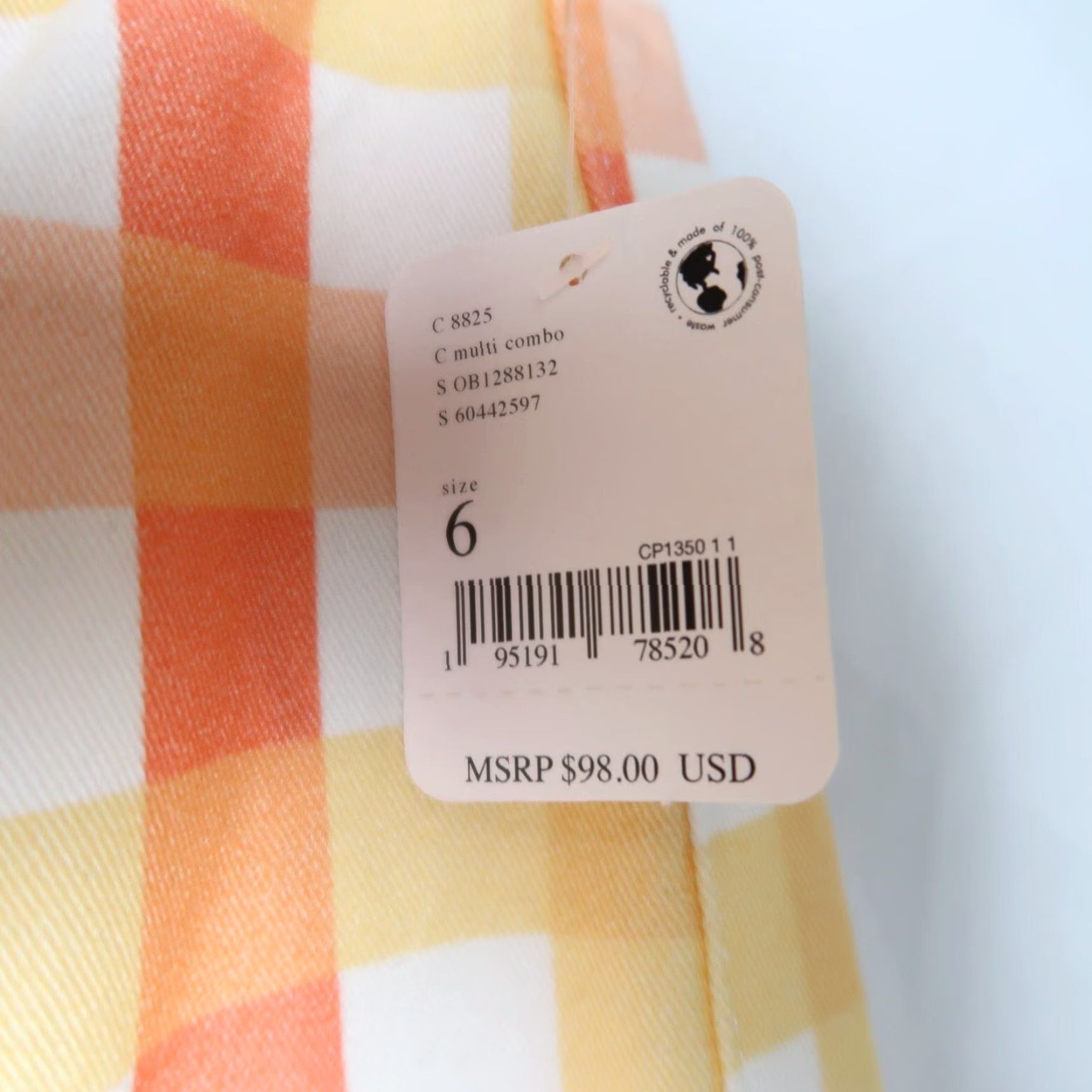 Free People Free People She's All That orange and yellow gingham plaid pants 2 NWT Regular Cotton Cropped Straight Leg Womens Size 26" / US 2 / IT 38 - 4 Thumbnail