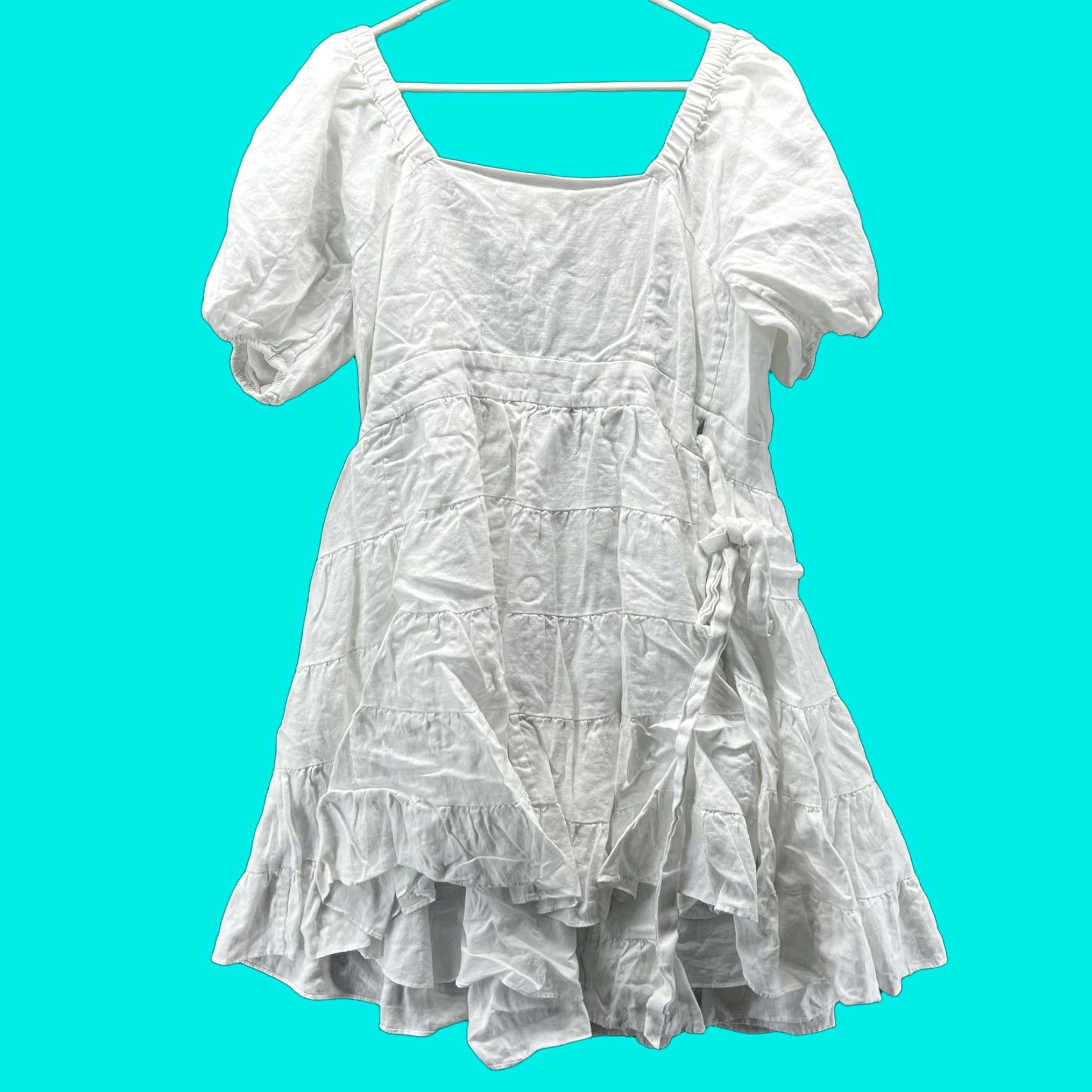 Lilly Pulitzer Lilly Pulitzer Dress Womens 6 White Puff Sleeve Wrap Ruffle Mini Sundress Size M / US 6-8 / IT 42-44 - 1 Thumbnail