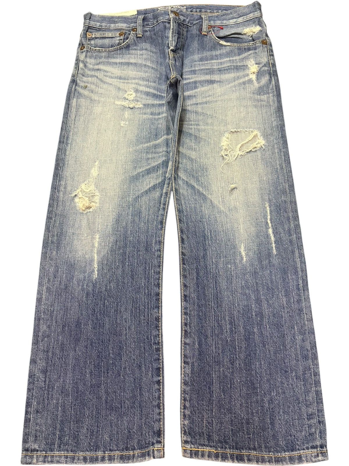 Edwin Vintage Japanese Brand Buckle Back Distressed Jeans Size 32" / US 10 / IT 46 - 1 Thumbnail