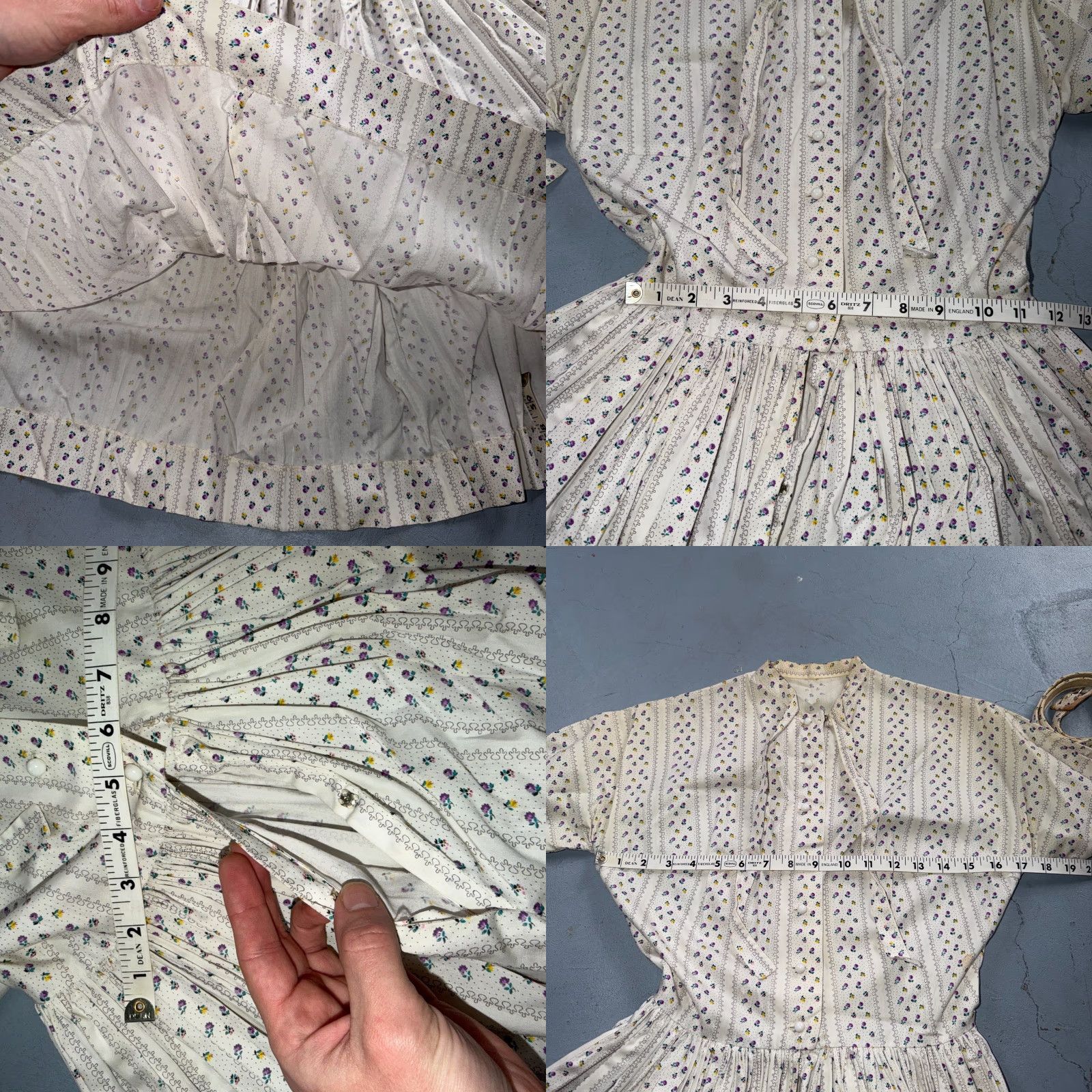 Vintage VINTAGE Cottagecore Dress Prairie Cream Lace Floral Ruffle Long High Neck XS/S 1970s 70s Size XS / US 0-2 / IT 36-38 - 8 Thumbnail