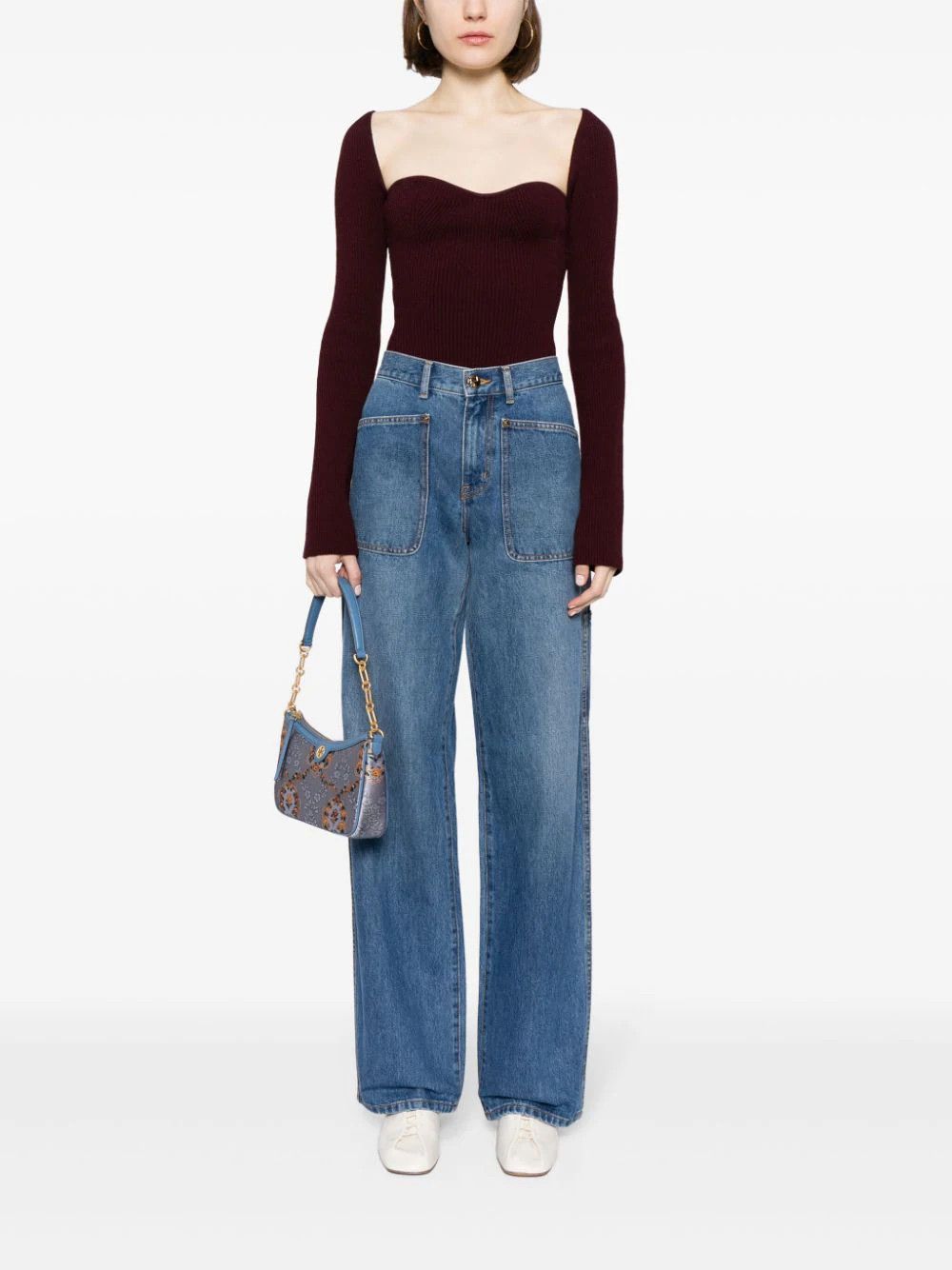 Tory Burch o1s22i1n1024 High-Waisted Cargo Style Jeans in Blue Size 25" / US 0 / IT 36 - 2 Thumbnail