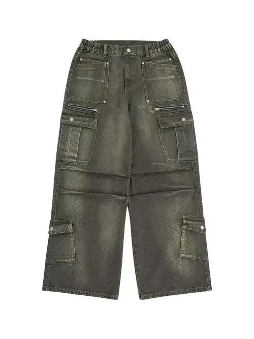 VIBE Retro washed distressed workwear loose wide leg jeans Size US 30 / EU 46 - 6 Thumbnail