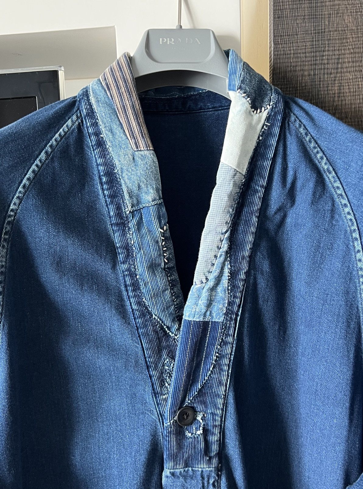 Kapital Boro Denim Tiger Juban Shirt (NORAGI Remake) K2209LS003 Size US XL / EU 56 / 4 - 4 Thumbnail