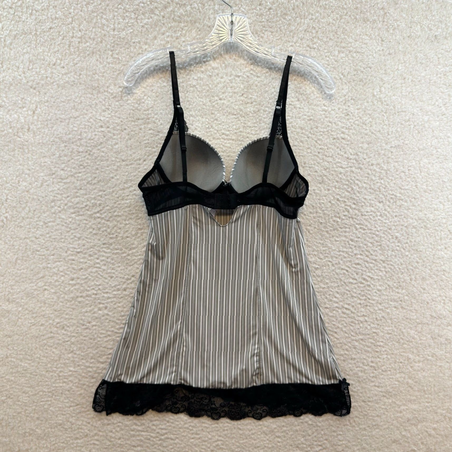 Vintage Sophie B Slip Dress Striped Cupped Padded Chemise Lingerie White L Large Womens Dress Size L / US 10 / IT 46 - 2 Thumbnail