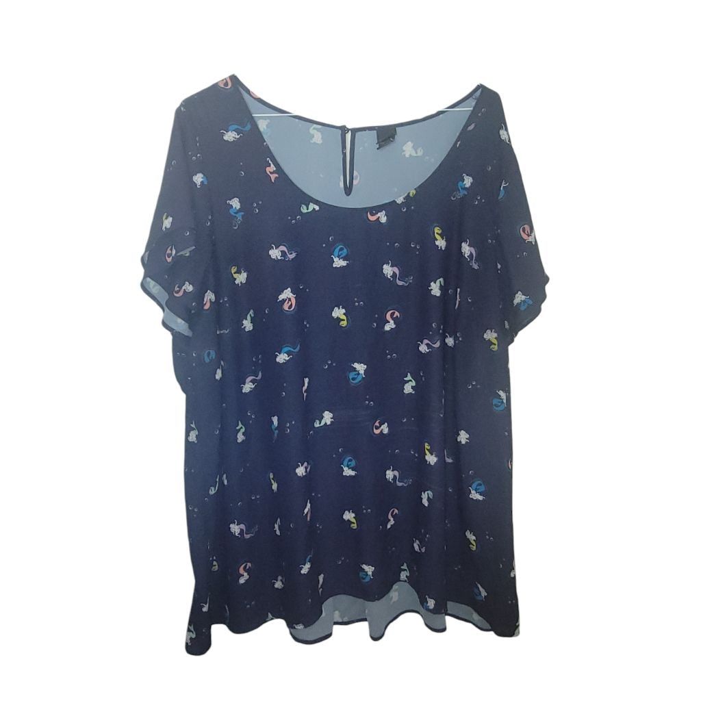 Disney Disney Navy Multicolor Mermaid Top Plus 4X Size 4XL / US 24-26 - 2 Thumbnail