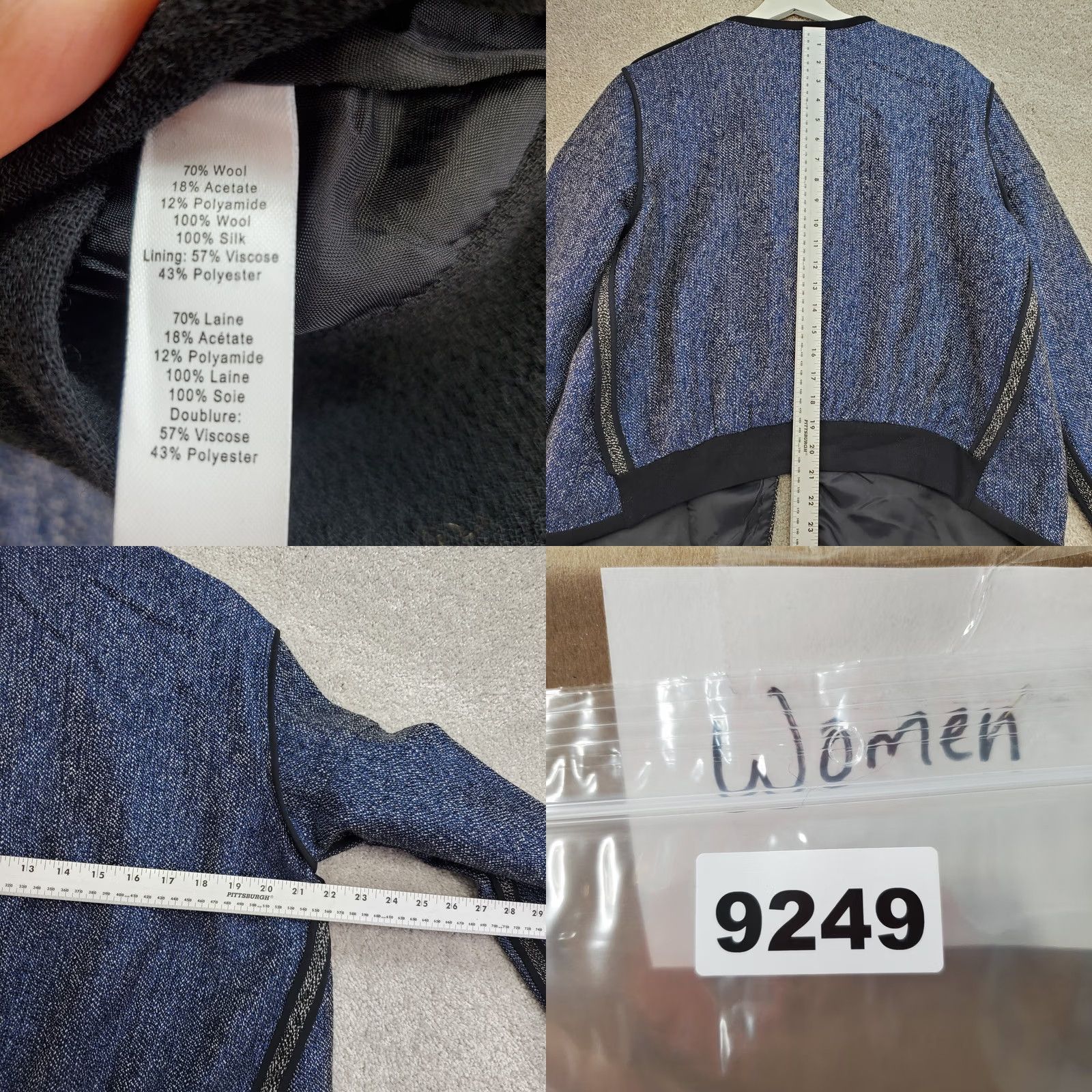 Marissa Webb Marissa Webb Jacket Womens Medium Gray Blue Wool Asymmetrical Zip Cropped Phoebe Size M / US 6-8 / IT 42-44 - 8 Thumbnail