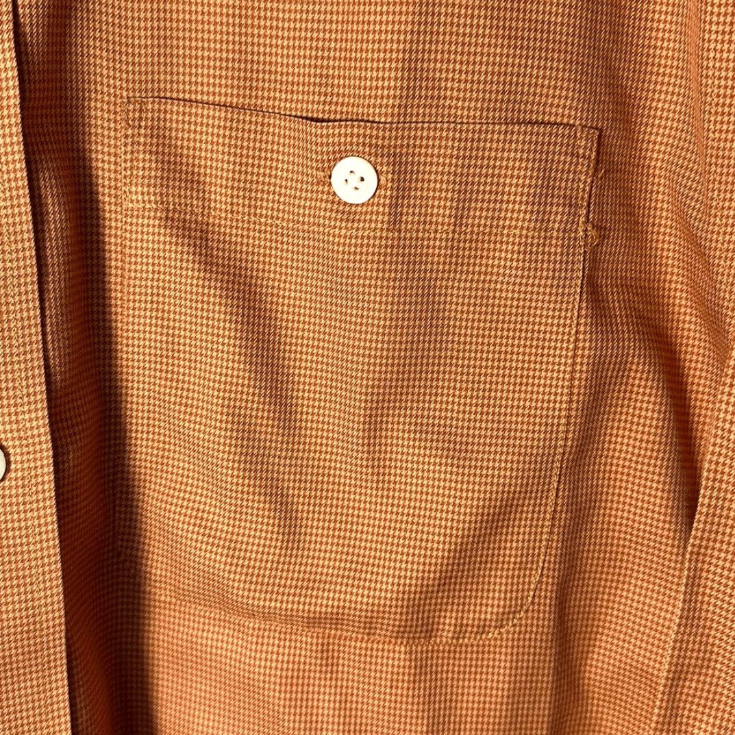 Orvis VINTAGE Orvis Men’s Orange Houndstooth Long Sleeve Shirt L Cotton 100% Button-Up Mens Regular Large Orange Size US L / EU 52-54 / 3 - 3 Thumbnail