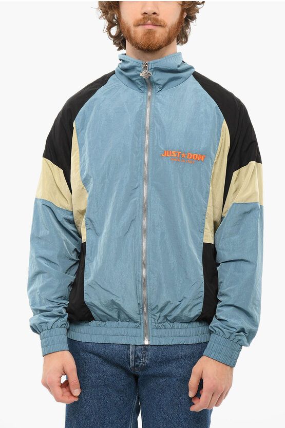 image of Just Don Embroidered Logo Windbreaker in Light Blue, Men's (Size XS)
