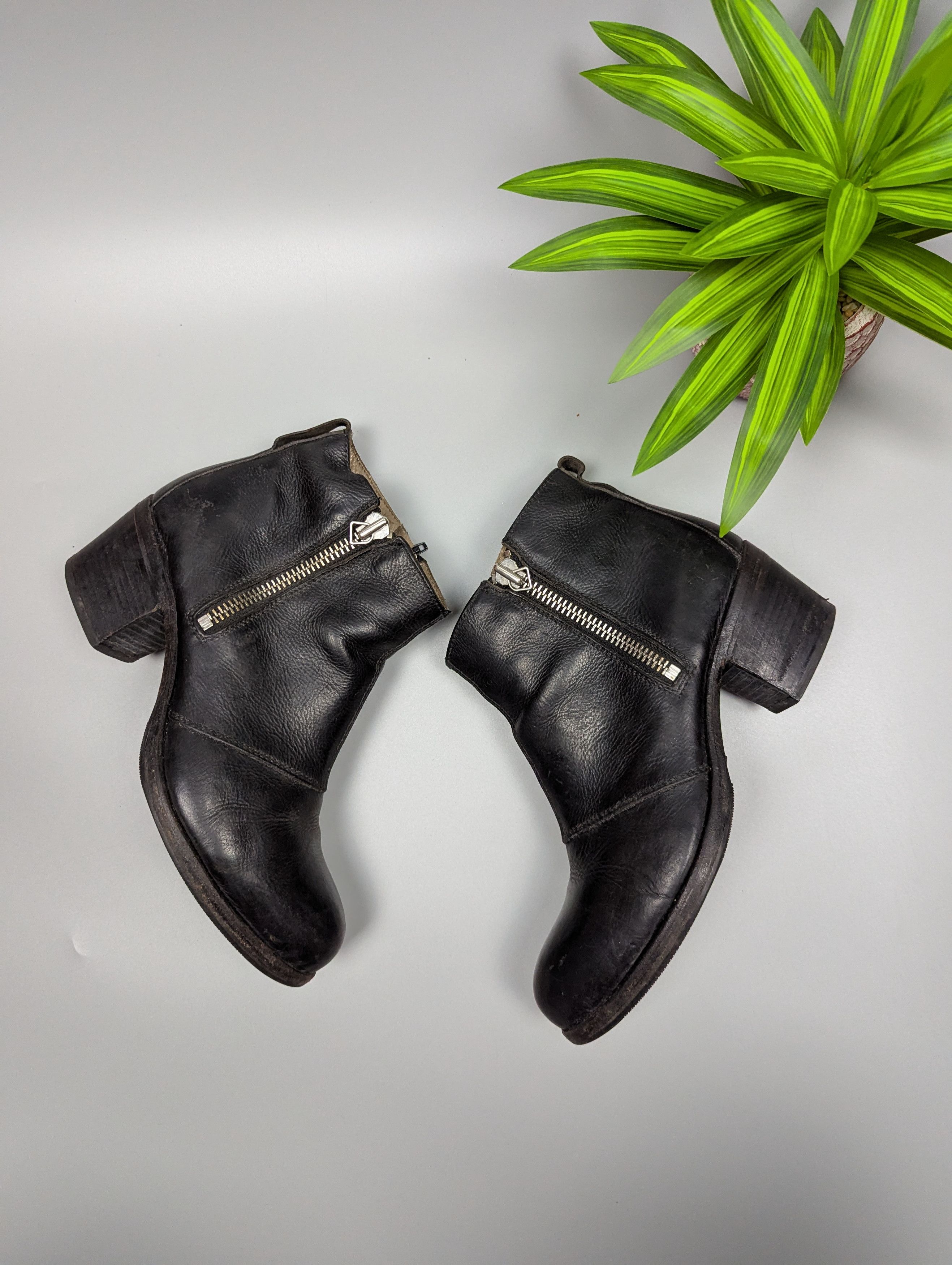MoMA MOMA Vintage Y2k Avant Garde Womens Black Leather Ankle Boot Size US 10 / IT 40 - 3 Thumbnail