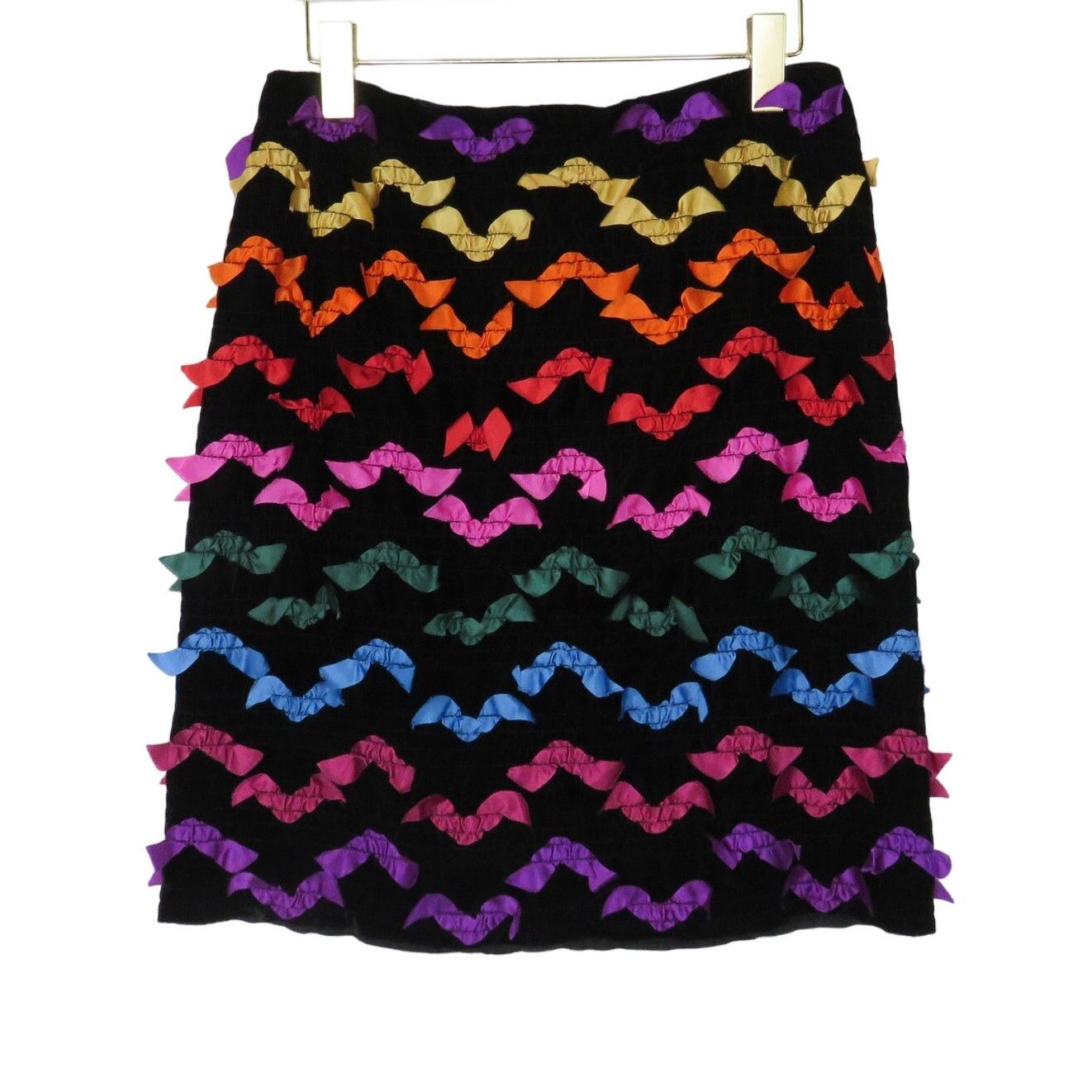 Vintage Vintage Handmade Rainbow Striped Frilly Ribbon Skirt 26" Size 26" / US 2 / IT 38 - 1 Thumbnail