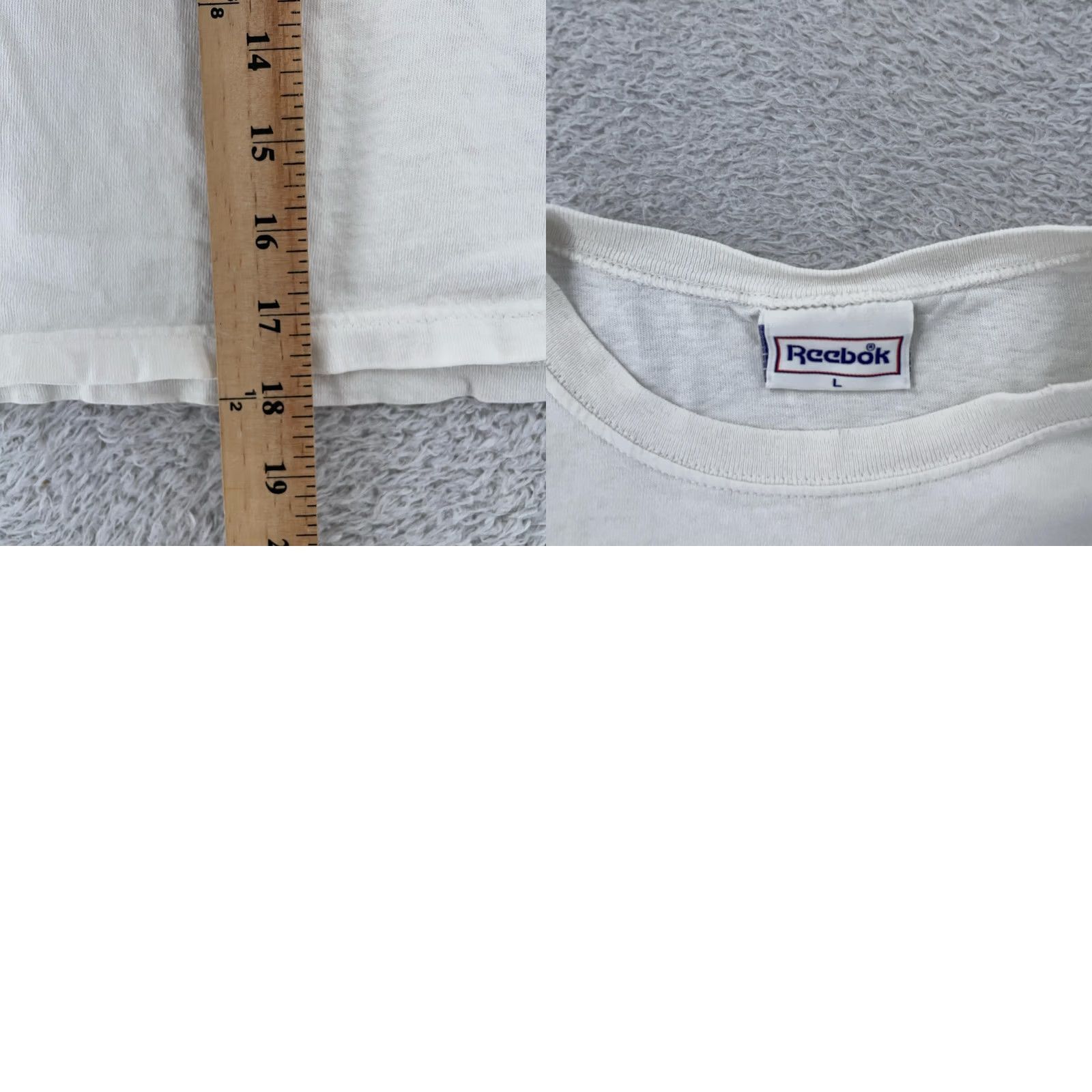 Reebok VINTAGE Reebok T-Shirt Graphic Print Crew Neck Short Sleeve White Large L Mens Boys? Size US L / EU 52-54 / 3 - 8 Thumbnail