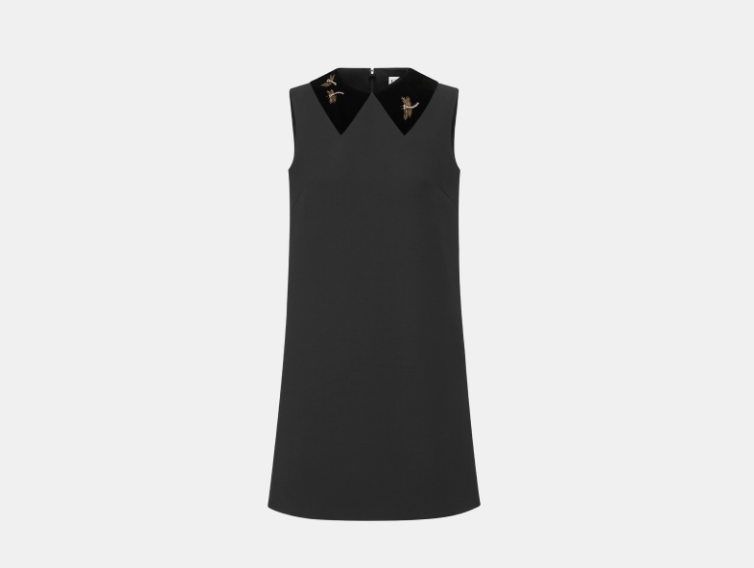 Dior o1w1db10925 441R86 A-Line Embroidered Midi Dress in Black Size XS / US 0-2 / IT 36-38 - 1 Thumbnail