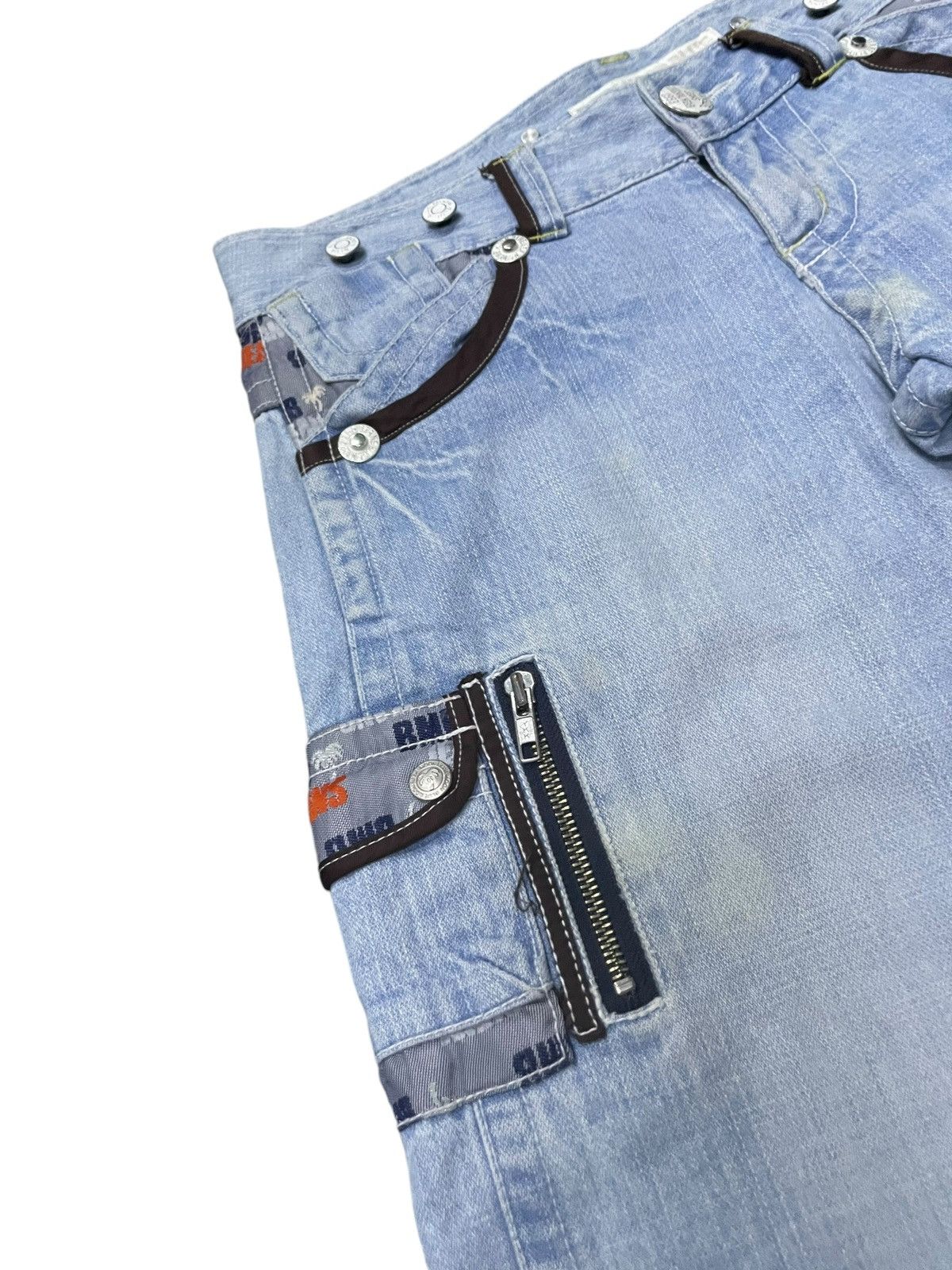 Hysteric Glamour × Japanese Brand × Red Monkey Blue Moon Japan Flared Wide Leg Cargo Jeans Low Rise Size US 32 / EU 48 - 5 Thumbnail