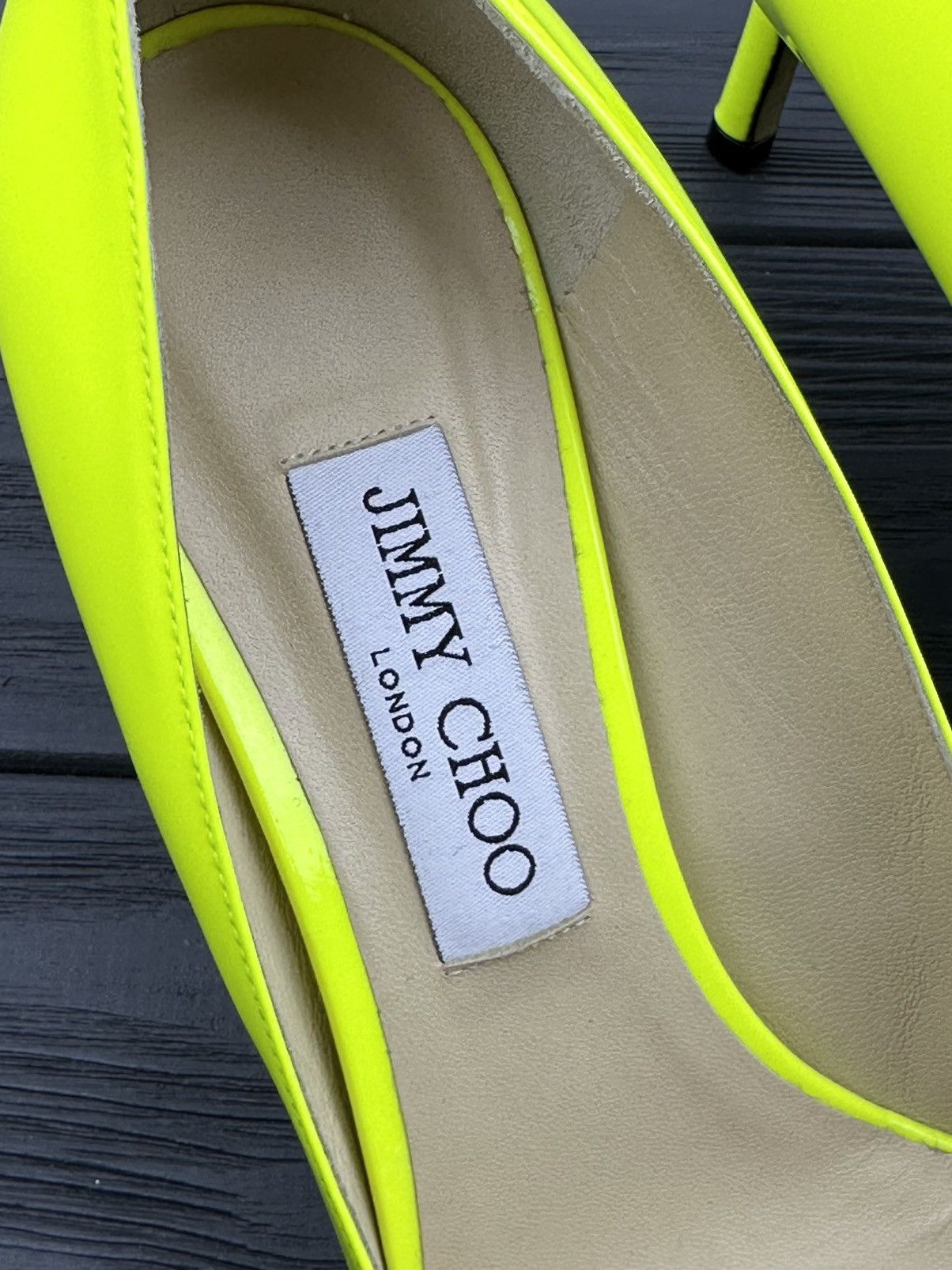 Jimmy Choo Jimmy Choo Yellow Patent Leather Pointed Toe Pumps Heels Size US 10 / IT 40 - 6 Thumbnail