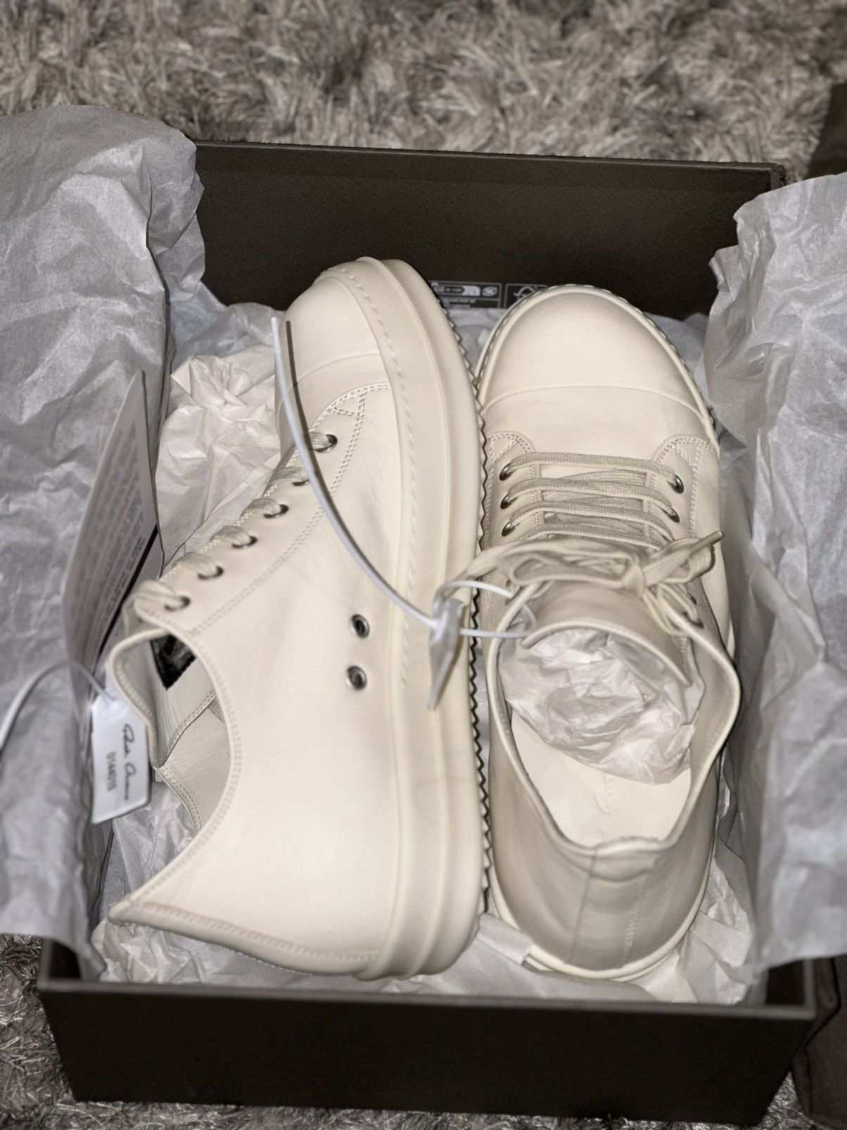 Rick Owens Rick owens leather ramones low top white milk sneakers Size US 9.5 / EU 42-43 - 1 Thumbnail