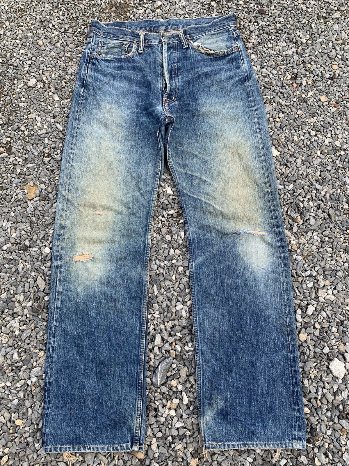 OMNIGOD OMNIGOD 50023 SELVEDGE BUTTON FLY JAPANESE DISTRESSED DENIM Size US 31 - 1 Thumbnail